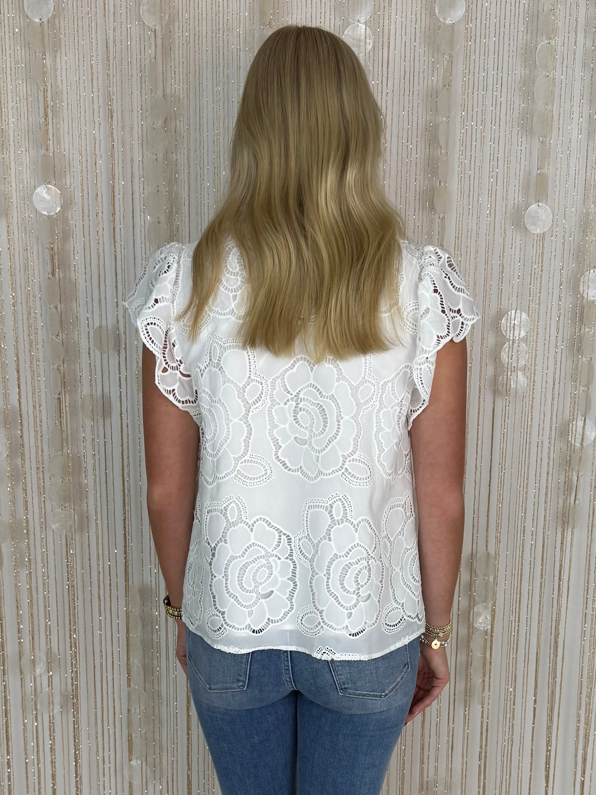 Garden Escape Off White Floral Eyelet Top-Shop-Womens-Boutique-Clothing