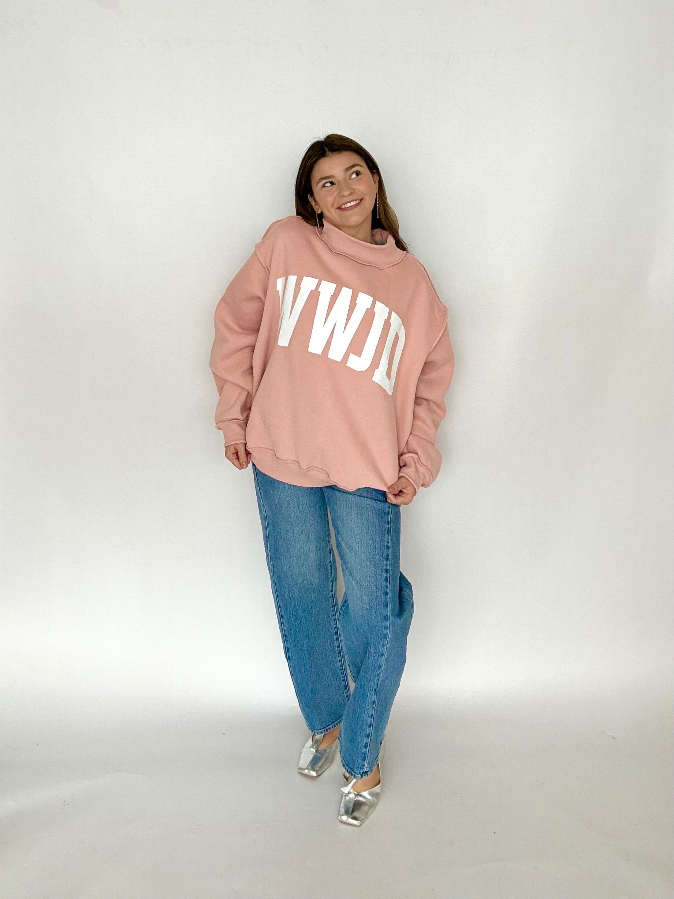 UC "WWJD" Reversible Mock Neck Sweatshirt-Shop-Womens-Boutique-Clothing