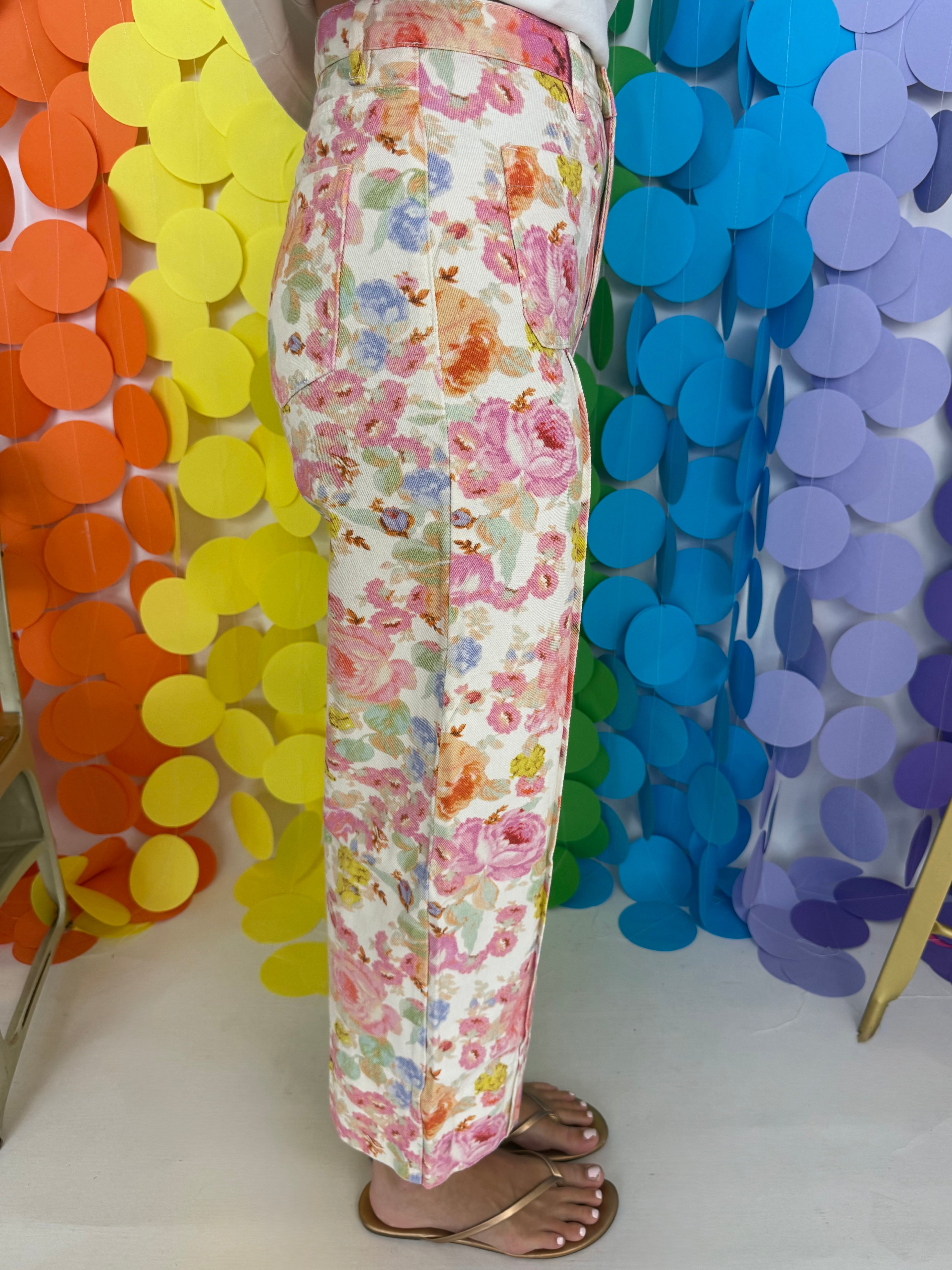 Brunch Time Multi Floral Wide Leg Pants-Shop-Womens-Boutique-Clothing