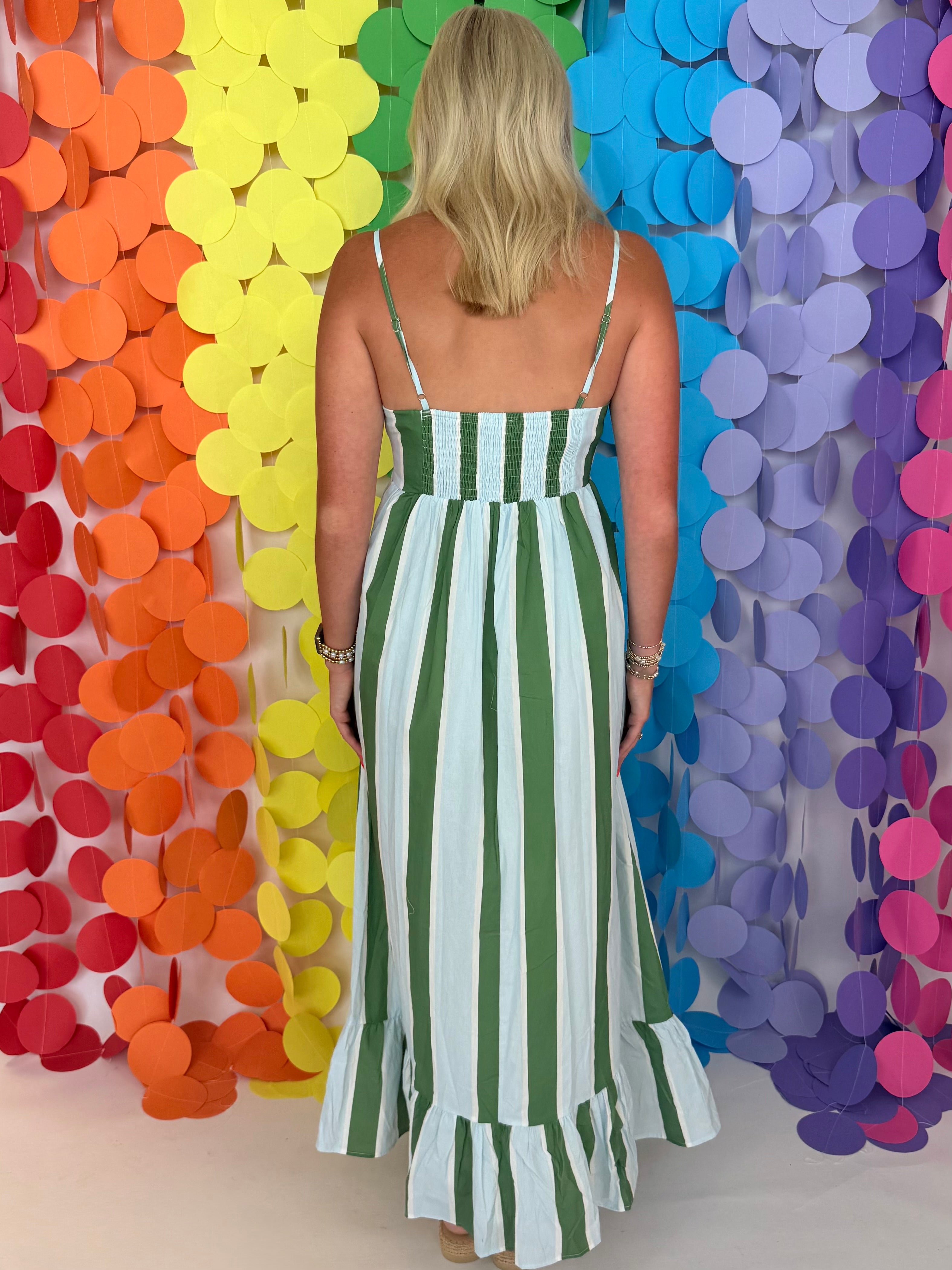 Beachy Keen Green/Blue Strappy Midi Dress-Shop-Womens-Boutique-Clothing