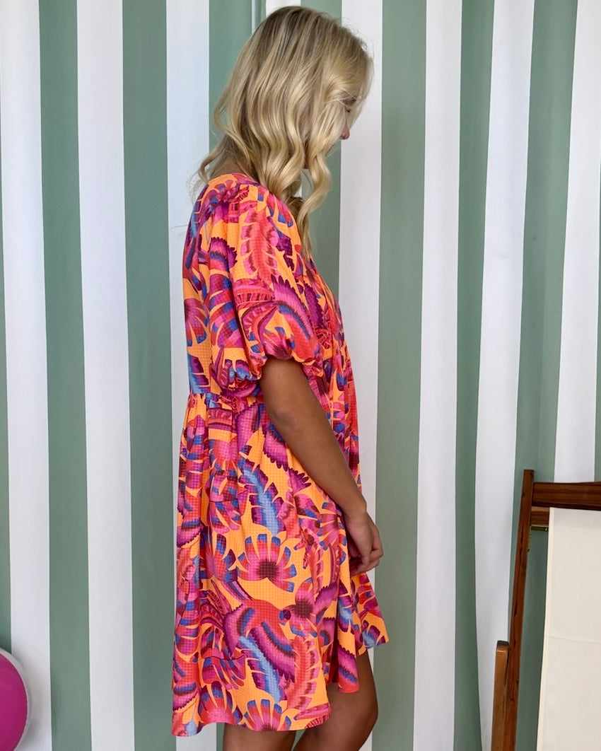 Your Voice Orange Print Babydoll Dress-Shop-Womens-Boutique-Clothing