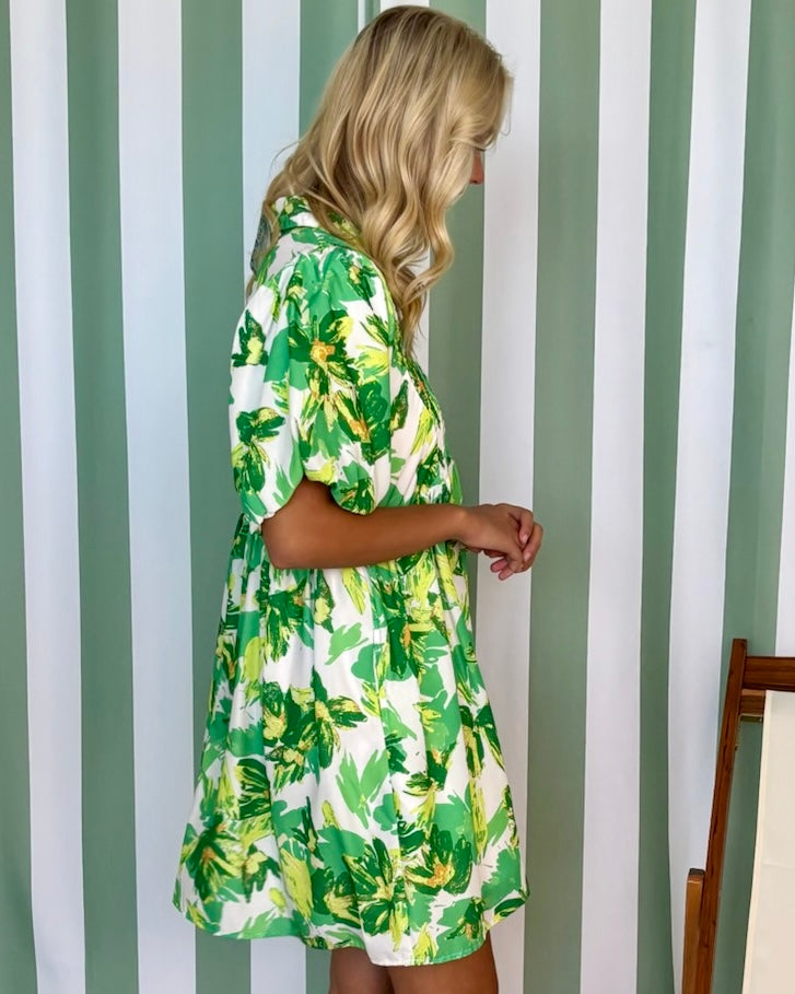 Frequent Dreams Green Floral Dress-Shop-Womens-Boutique-Clothing