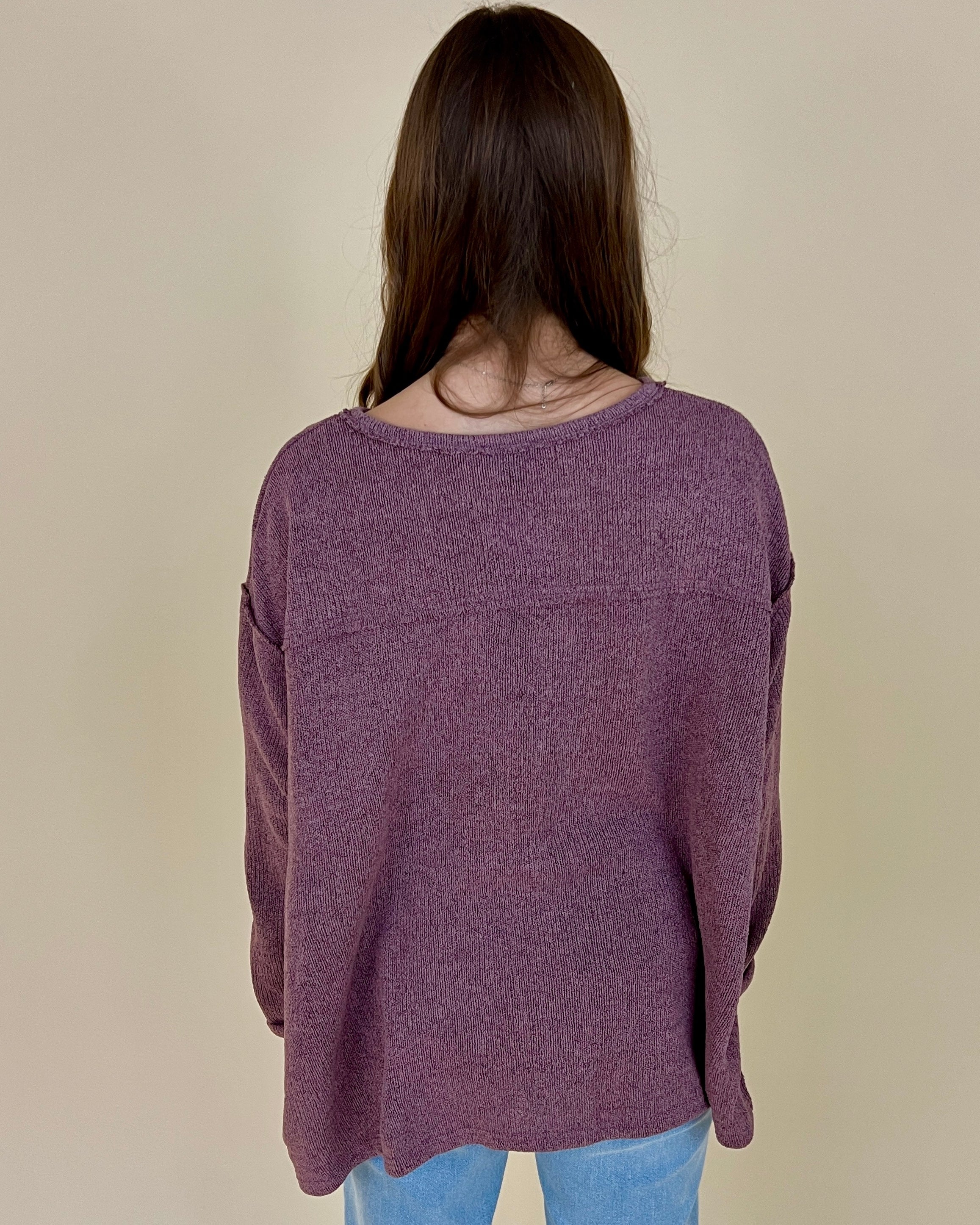 Call Me Later Taro Knit Boxy Raw Edge Top-Shop-Womens-Boutique-Clothing