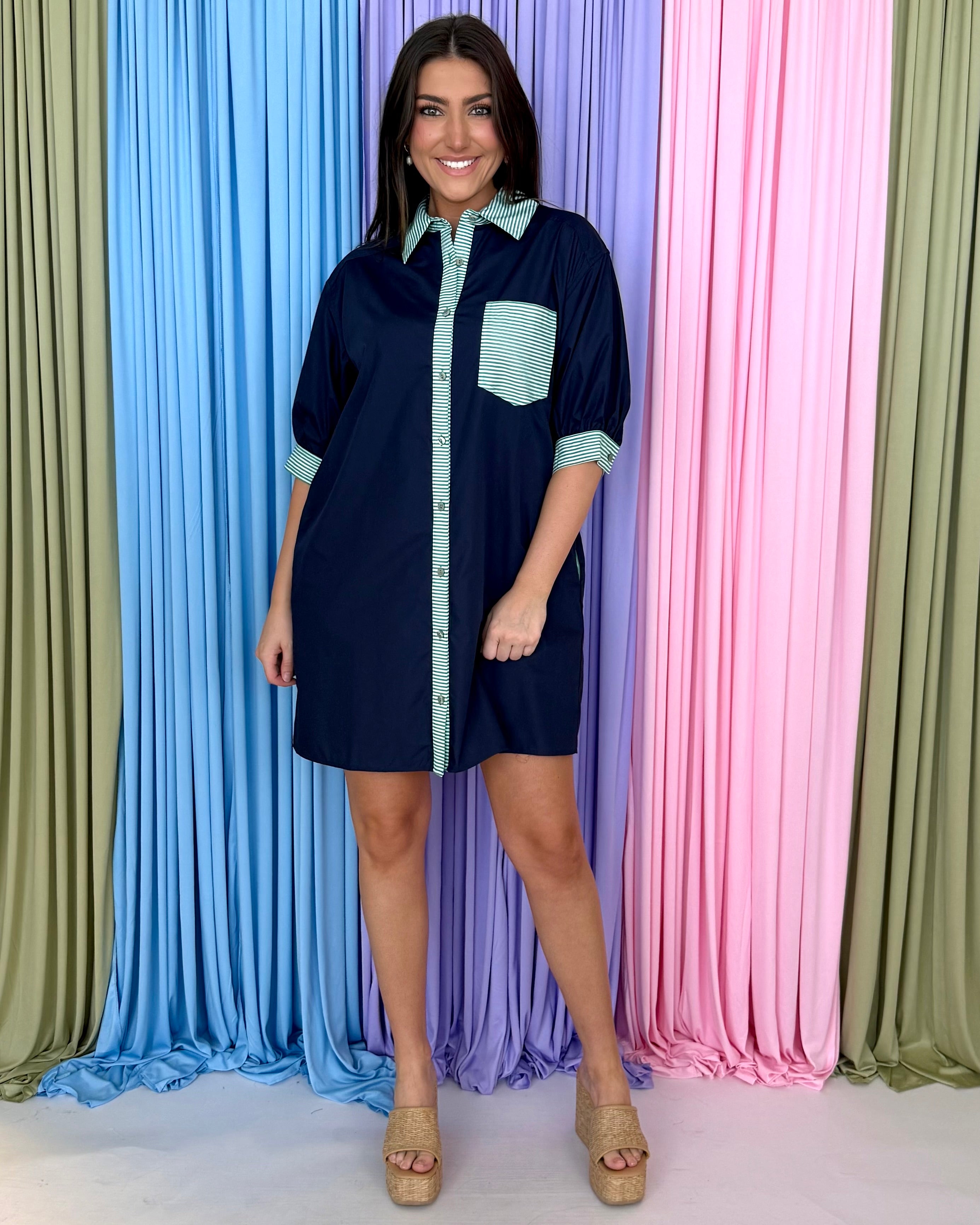 Darling Intentions Navy Stripe Dress-Shop-Womens-Boutique-Clothing