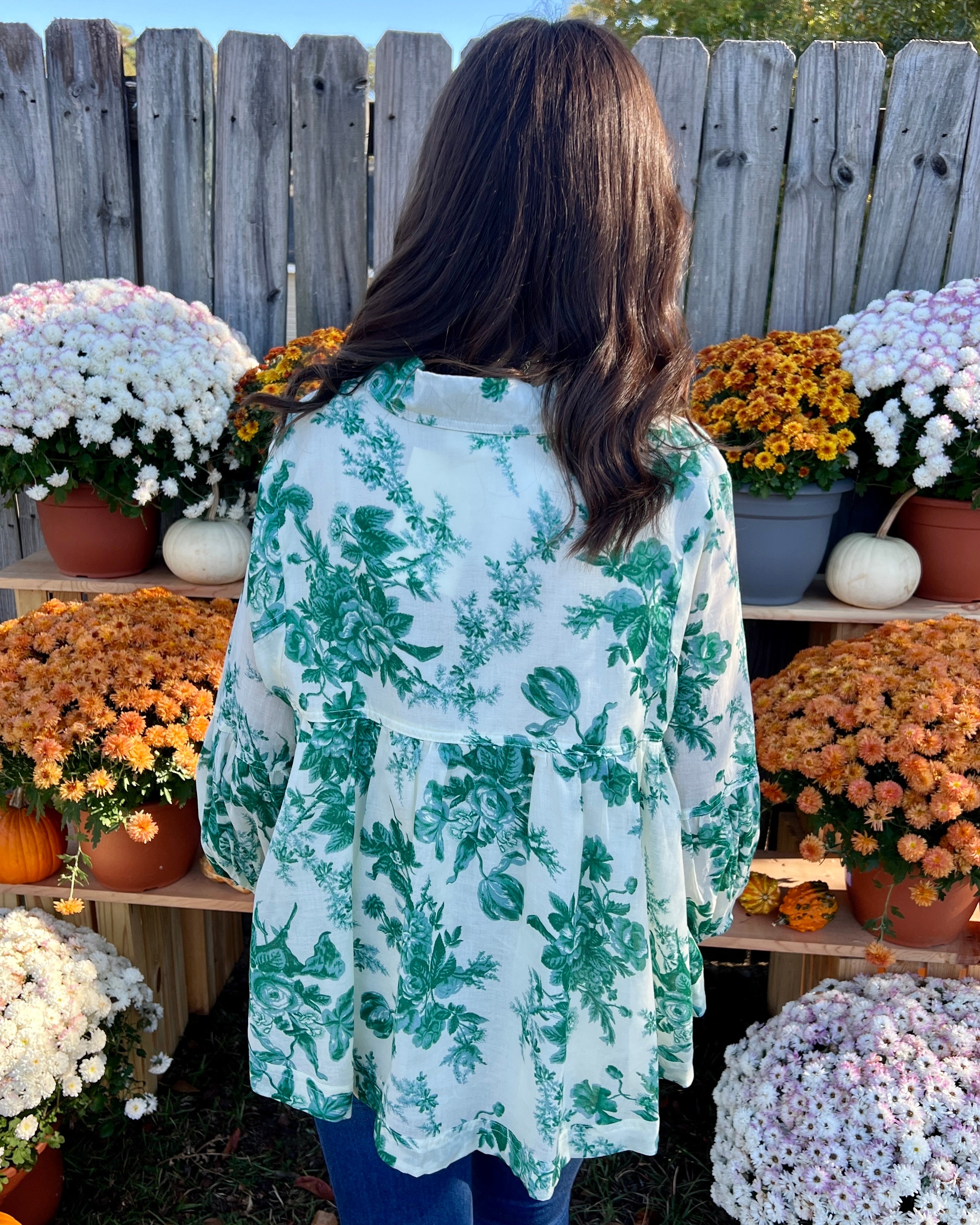 All The Good Ivory Green Floral Babydoll Top-Shop-Womens-Boutique-Clothing