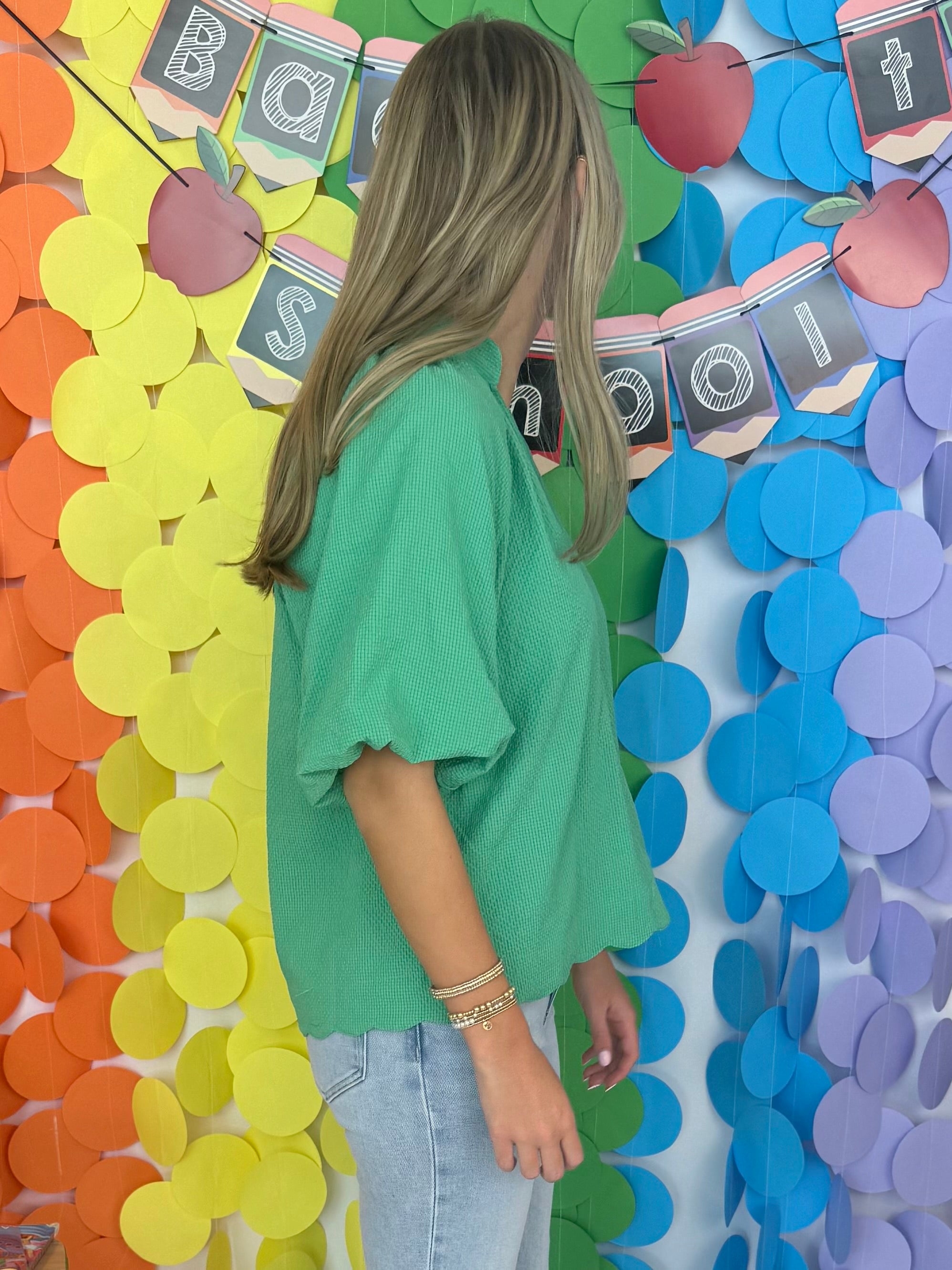 Made For This Green Seersucker Top-Shop-Womens-Boutique-Clothing
