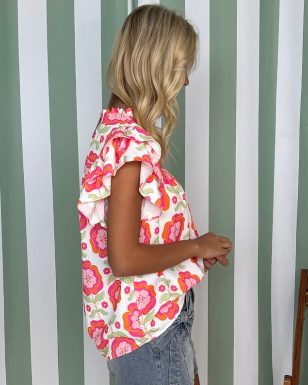 Shoreline Serenity Orchid Mutli Ruffle Top-Shop-Womens-Boutique-Clothing