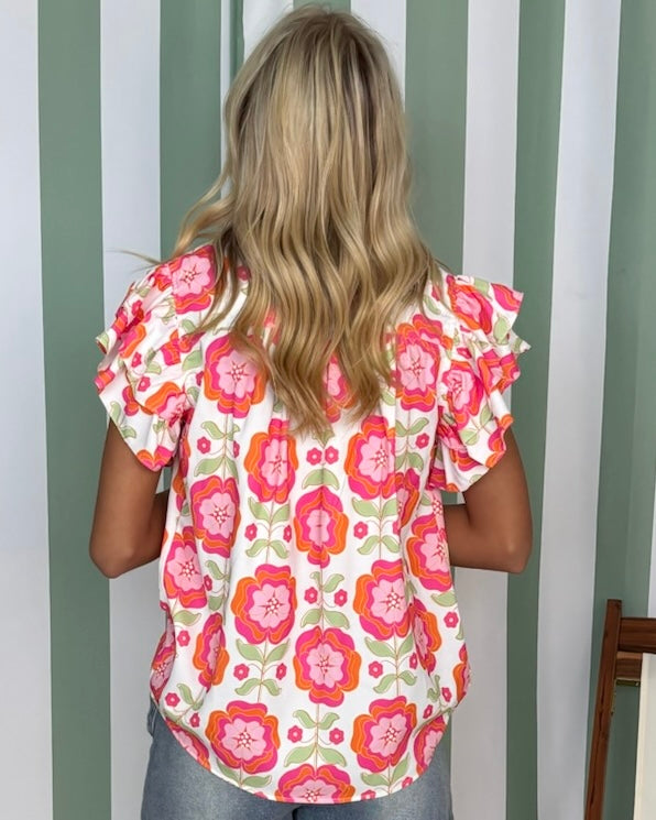 Shoreline Serenity Orchid Mutli Ruffle Top-Shop-Womens-Boutique-Clothing