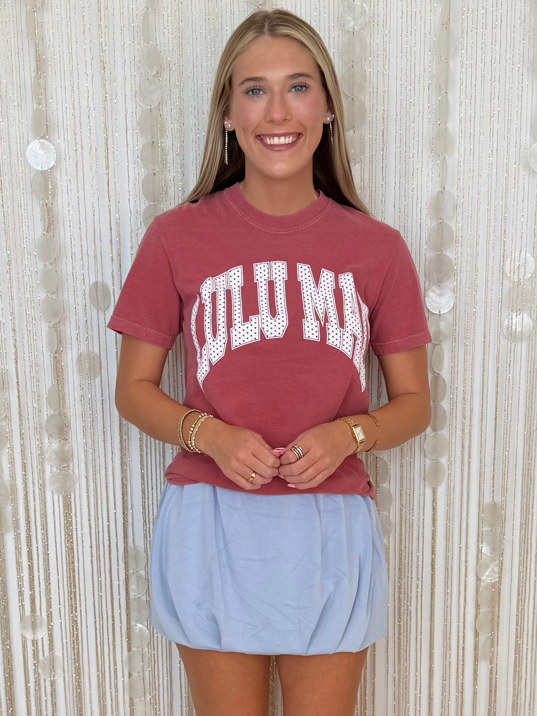 Lulu Mac Crimson Polka Dot Tee-Shop-Womens-Boutique-Clothing