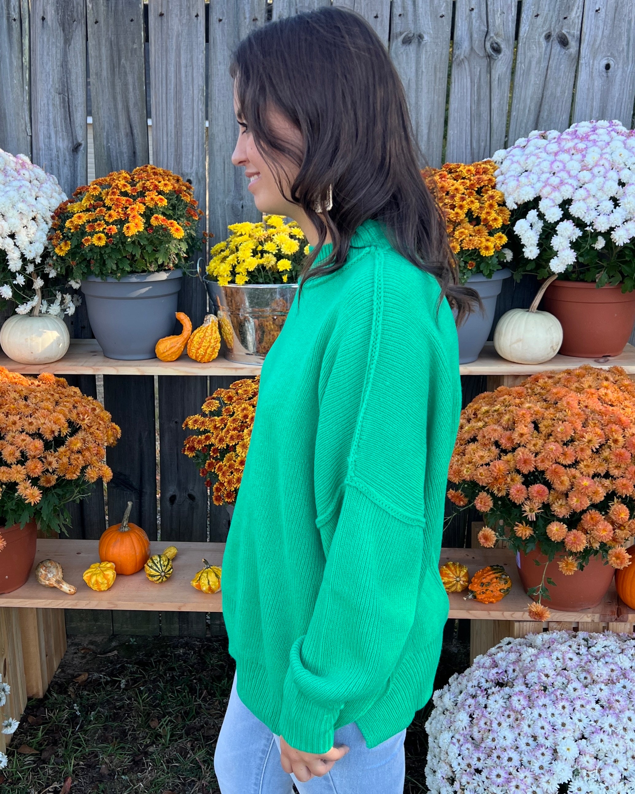 Pure Heart Green Ribbed Knit Sweater-Shop-Womens-Boutique-Clothing