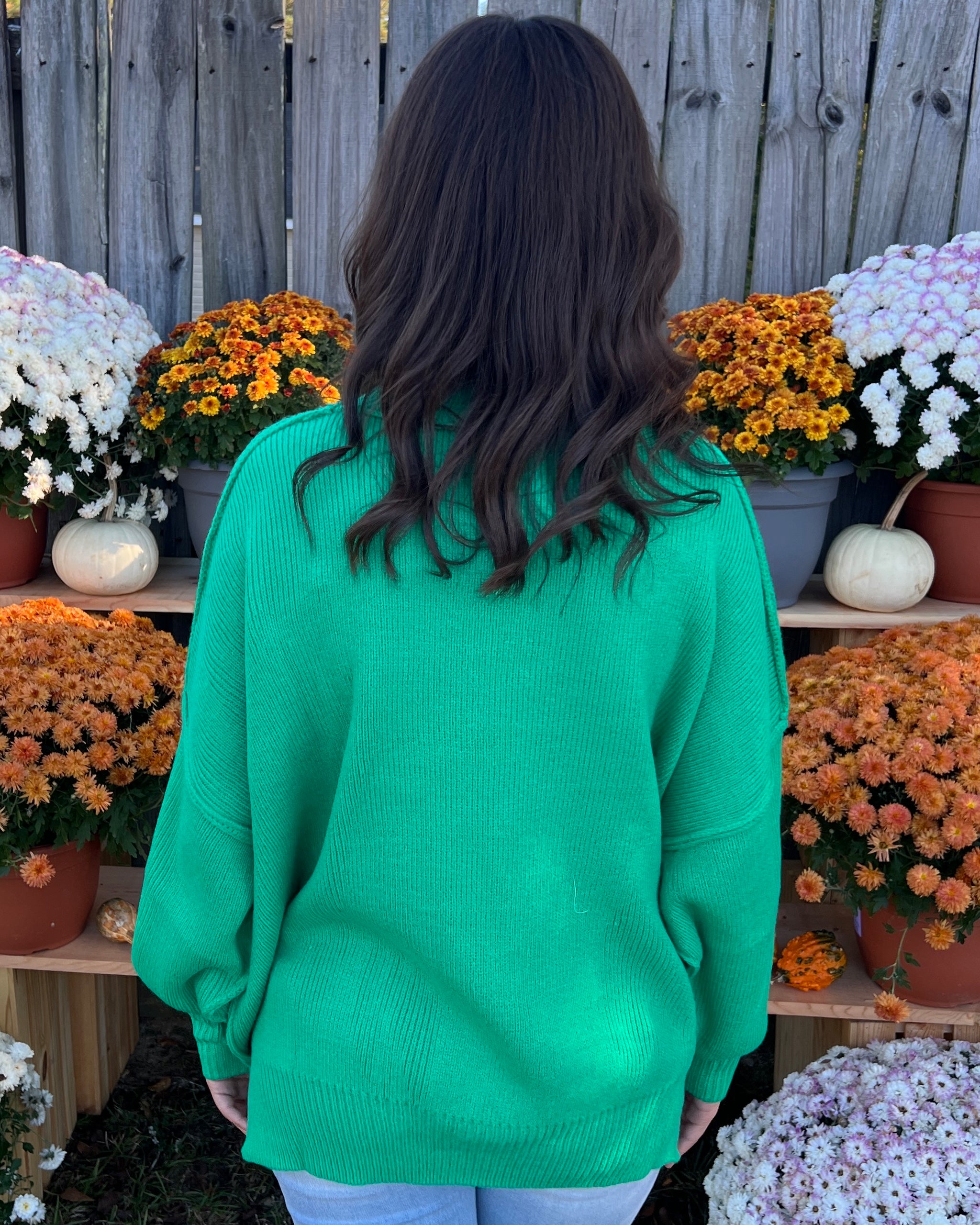 Pure Heart Green Ribbed Knit Sweater-Shop-Womens-Boutique-Clothing