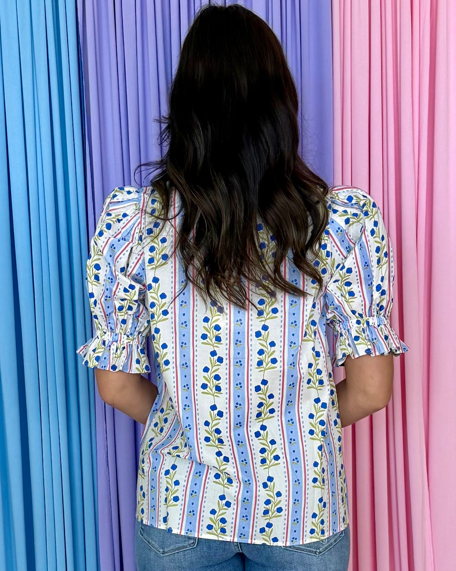 Yours Truly Blue Floral Top-Shop-Womens-Boutique-Clothing