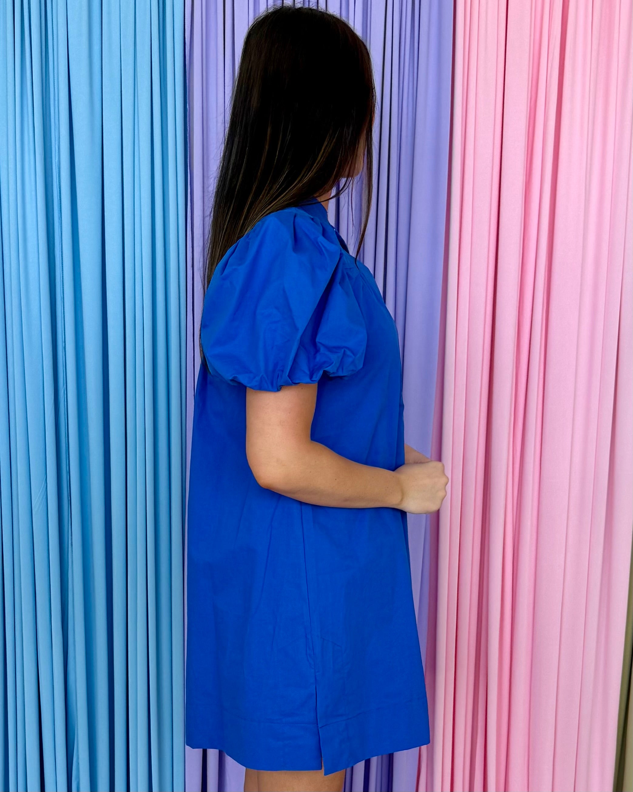 Charmed Contours Blue Collar Detail Dress-Shop-Womens-Boutique-Clothing