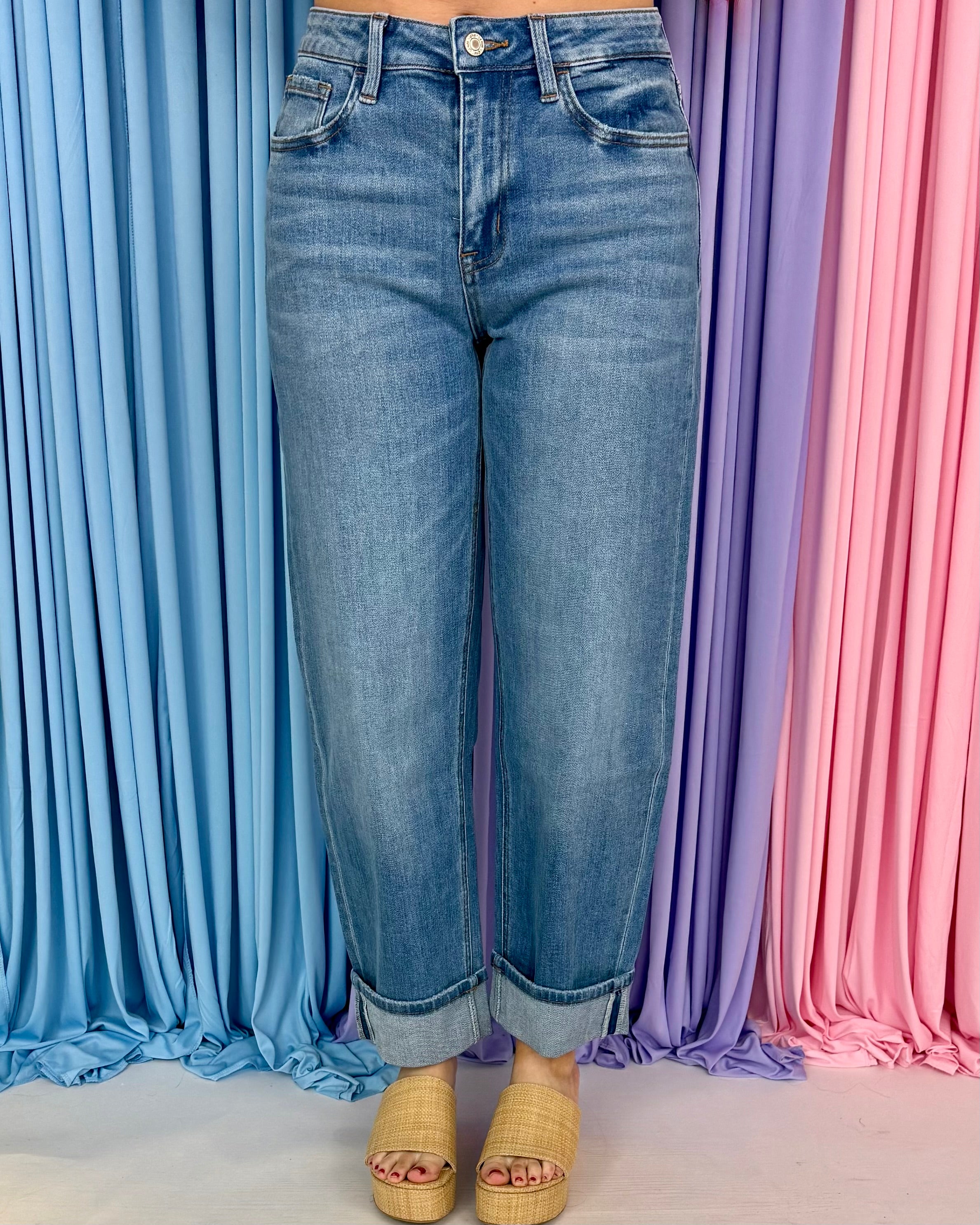Evening Layers High Rise Barrel Cuff Jeans-Shop-Womens-Boutique-Clothing