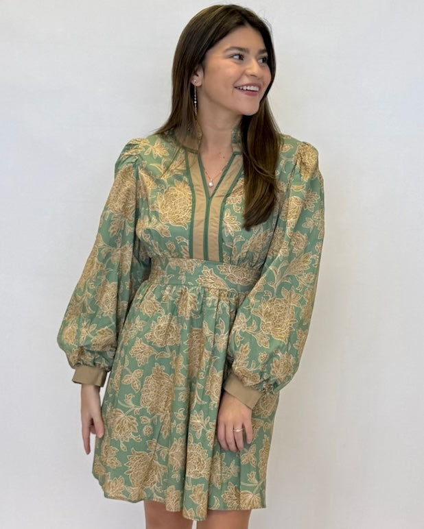 Feeling Like Love Sage Floral Ruffle Dress-Shop-Womens-Boutique-Clothing