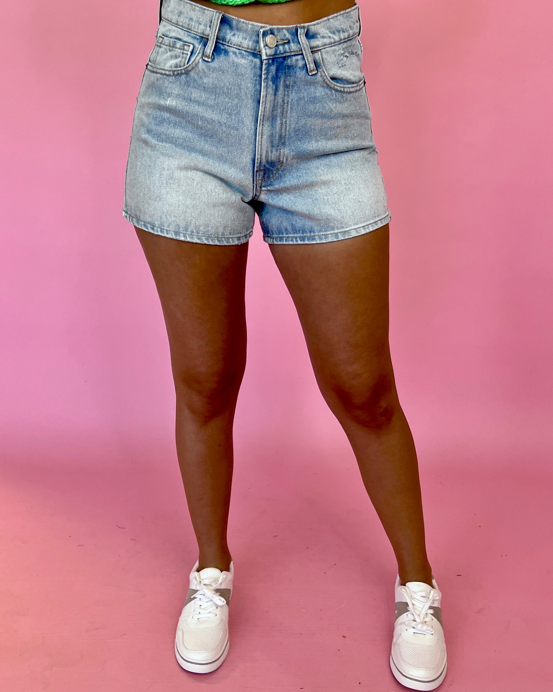 Fun On Weekends Light Denim High Rise Shorts-Shop-Womens-Boutique-Clothing