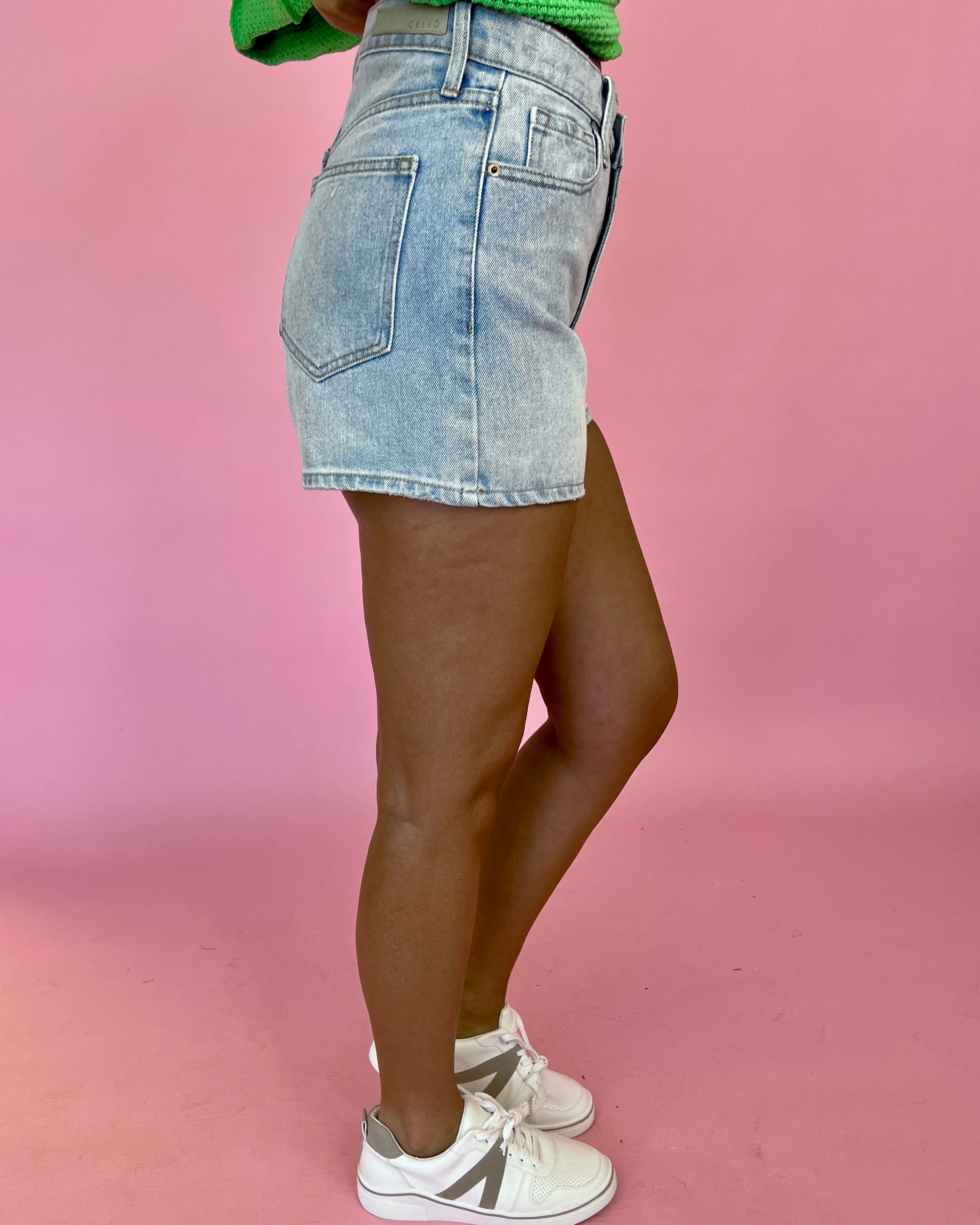 Fun On Weekends Light Denim High Rise Shorts-Shop-Womens-Boutique-Clothing