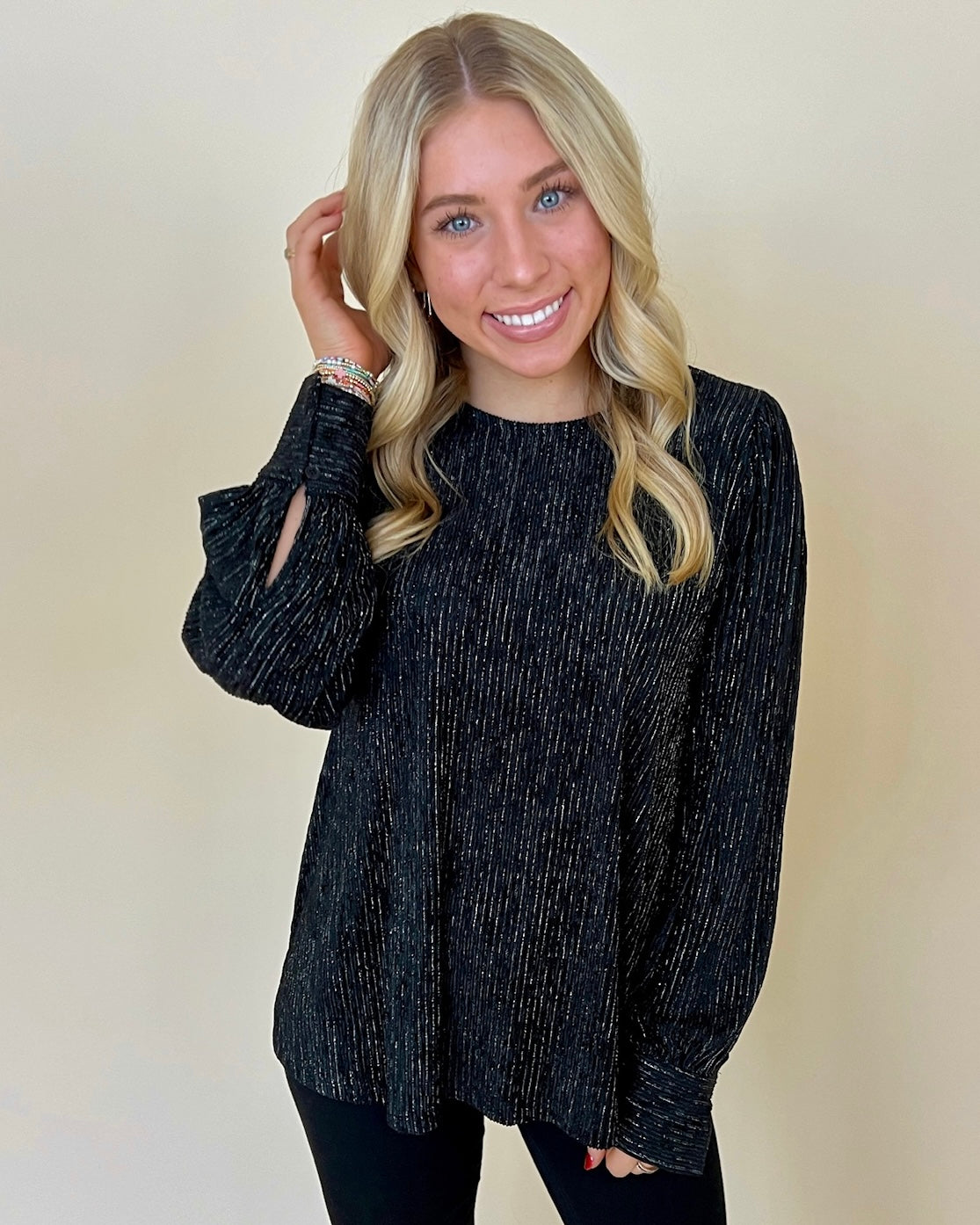 Midnight Star Black Metallic Top-Shop-Womens-Boutique-Clothing