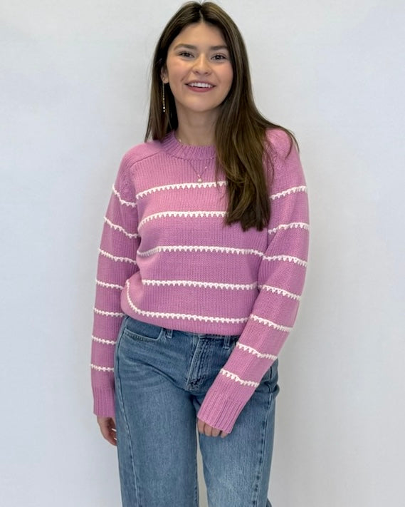 Tell You All Pink Texture Stripe Sweater-Shop-Womens-Boutique-Clothing