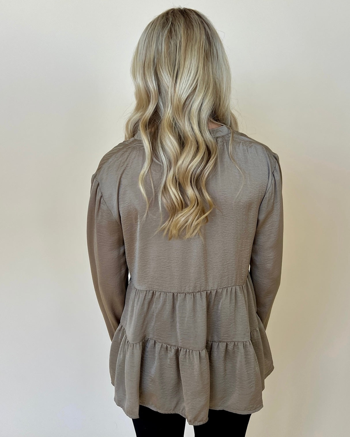 Back Together Taupe Satin Button Top-Shop-Womens-Boutique-Clothing