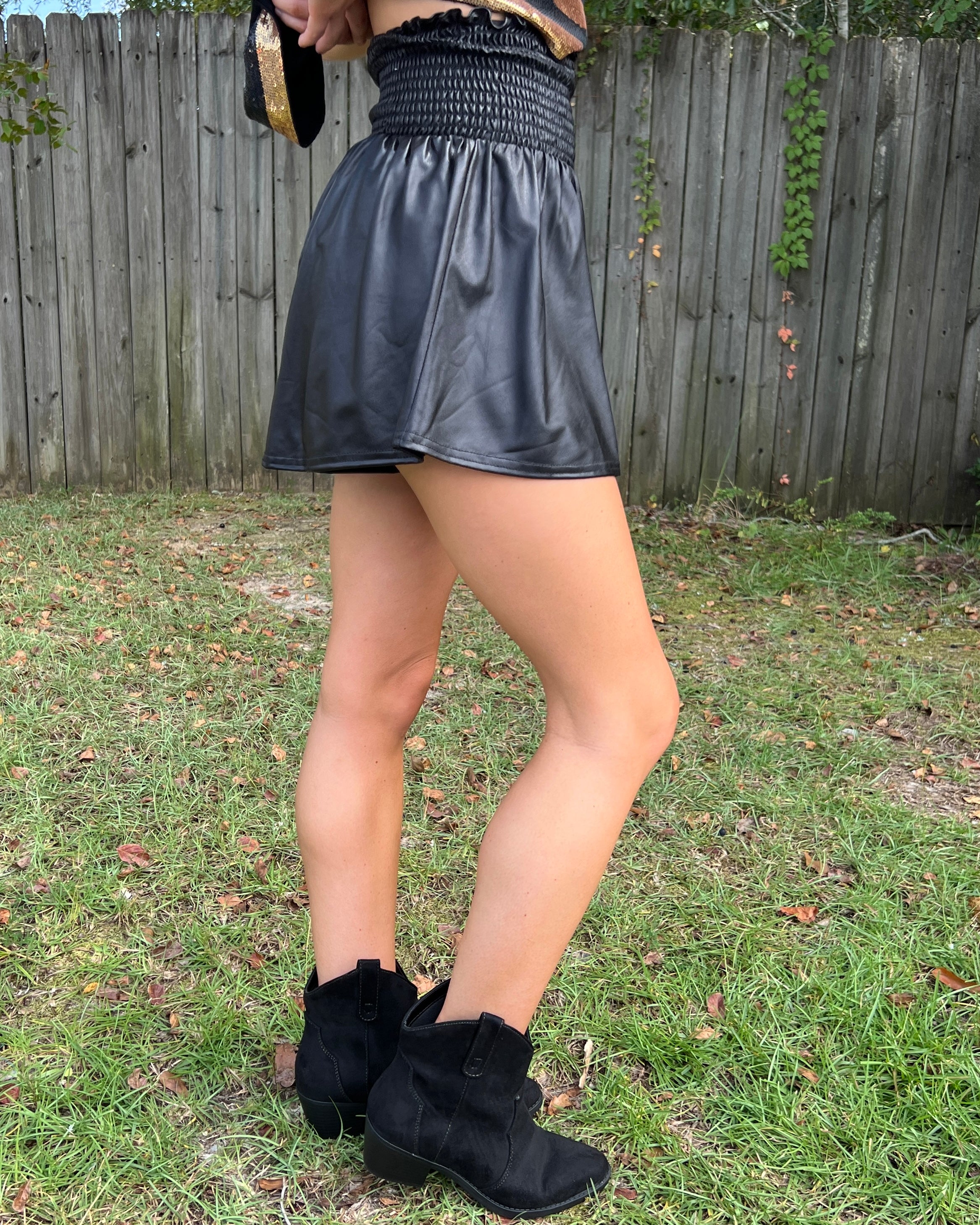 All Up To You Black Smocked Waist Shorts-Shop-Womens-Boutique-Clothing