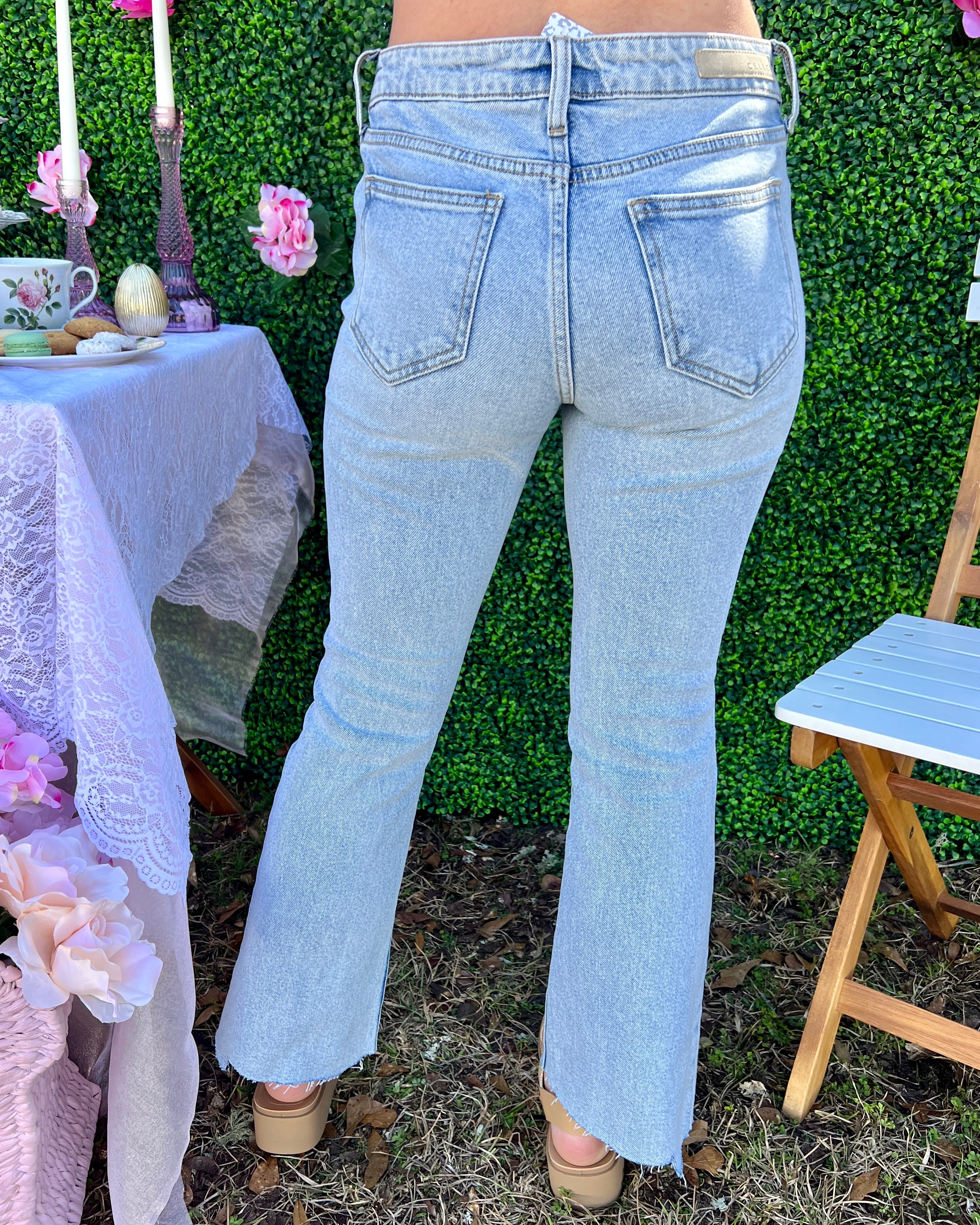 All Good Things Light Denim Mid Rise Crop Flare Jeans-Shop-Womens-Boutique-Clothing