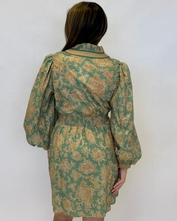 Feeling Like Love Sage Floral Ruffle Dress-Shop-Womens-Boutique-Clothing