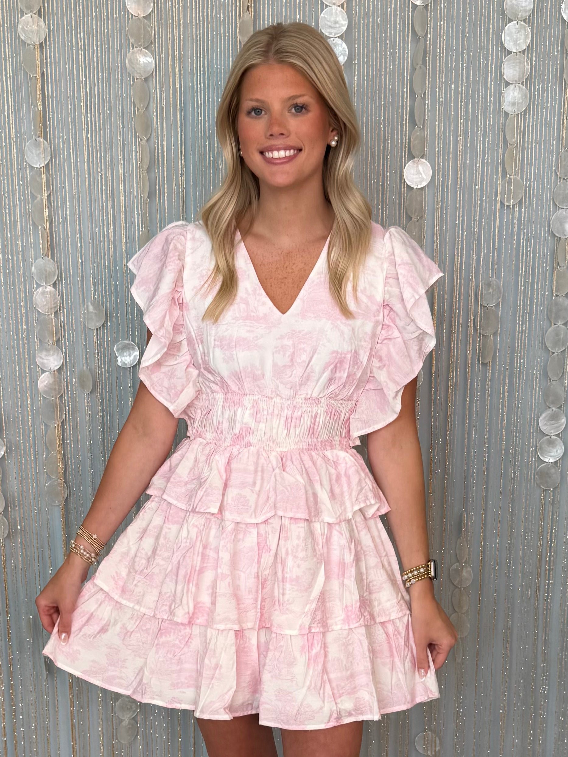 Romantic Angel Pink Floral Tiered Dress-Shop-Womens-Boutique-Clothing