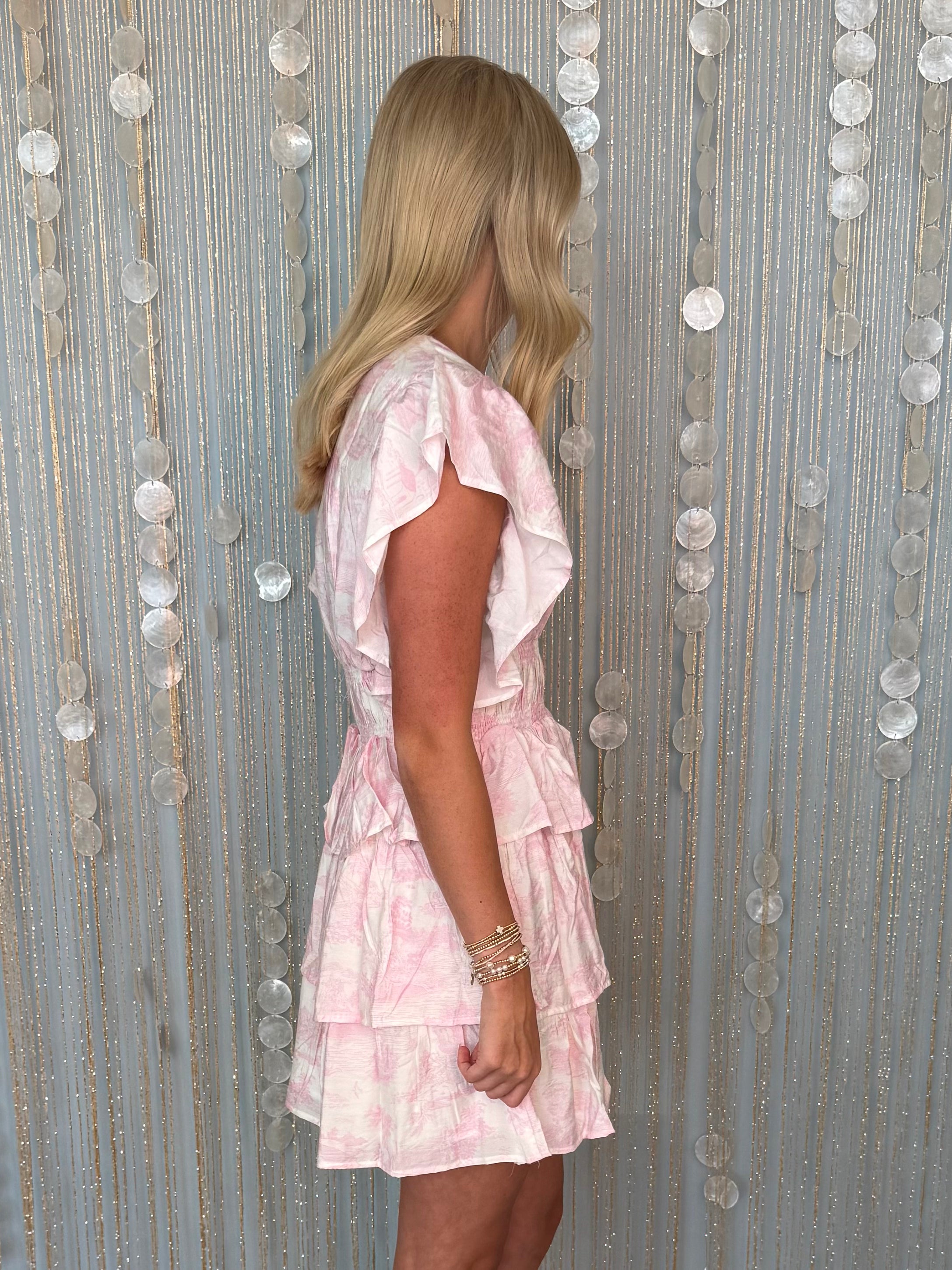 Romantic Angel Pink Floral Tiered Dress-Shop-Womens-Boutique-Clothing
