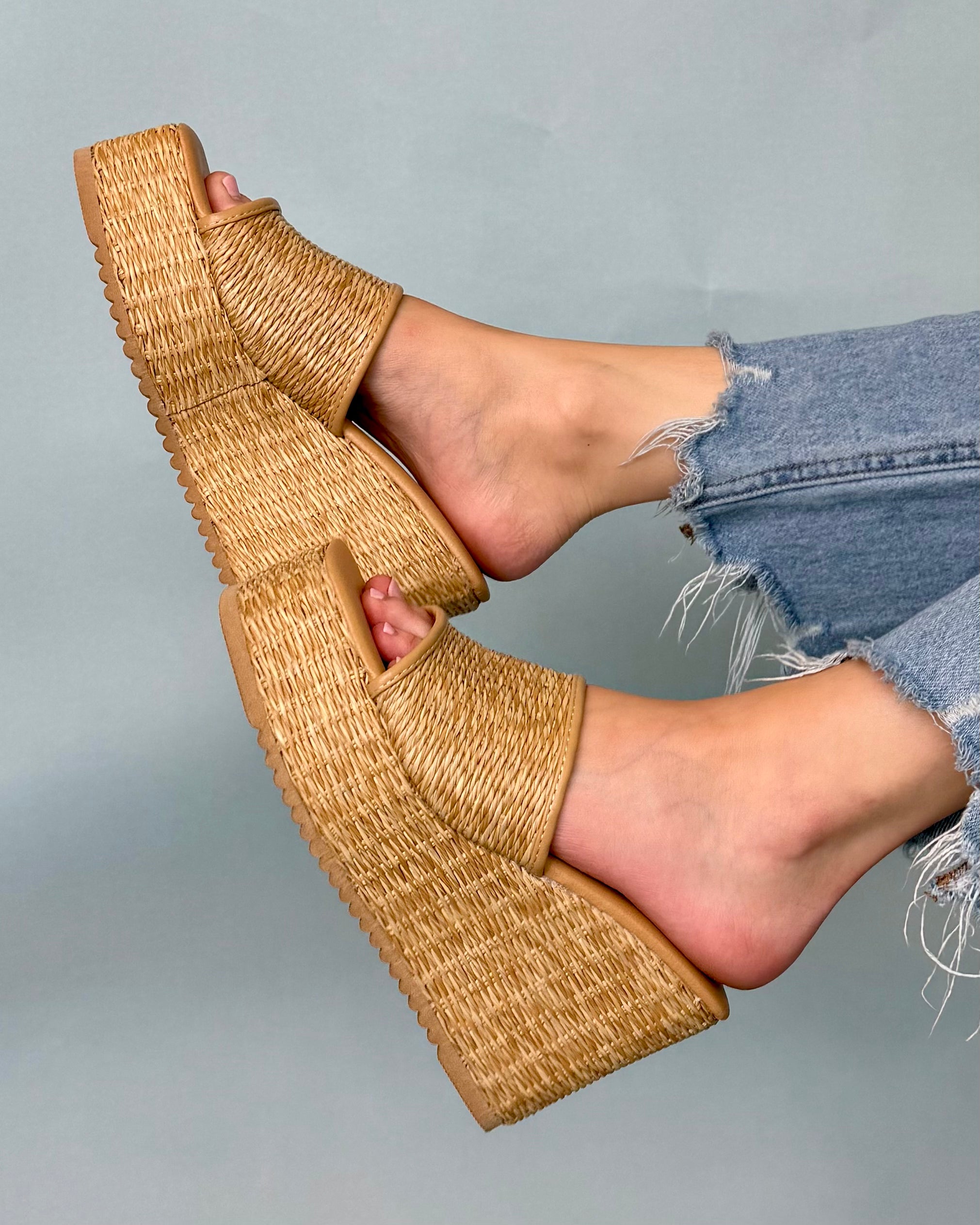 Claude Tan Woven Platform Wedge-Shop-Womens-Boutique-Clothing