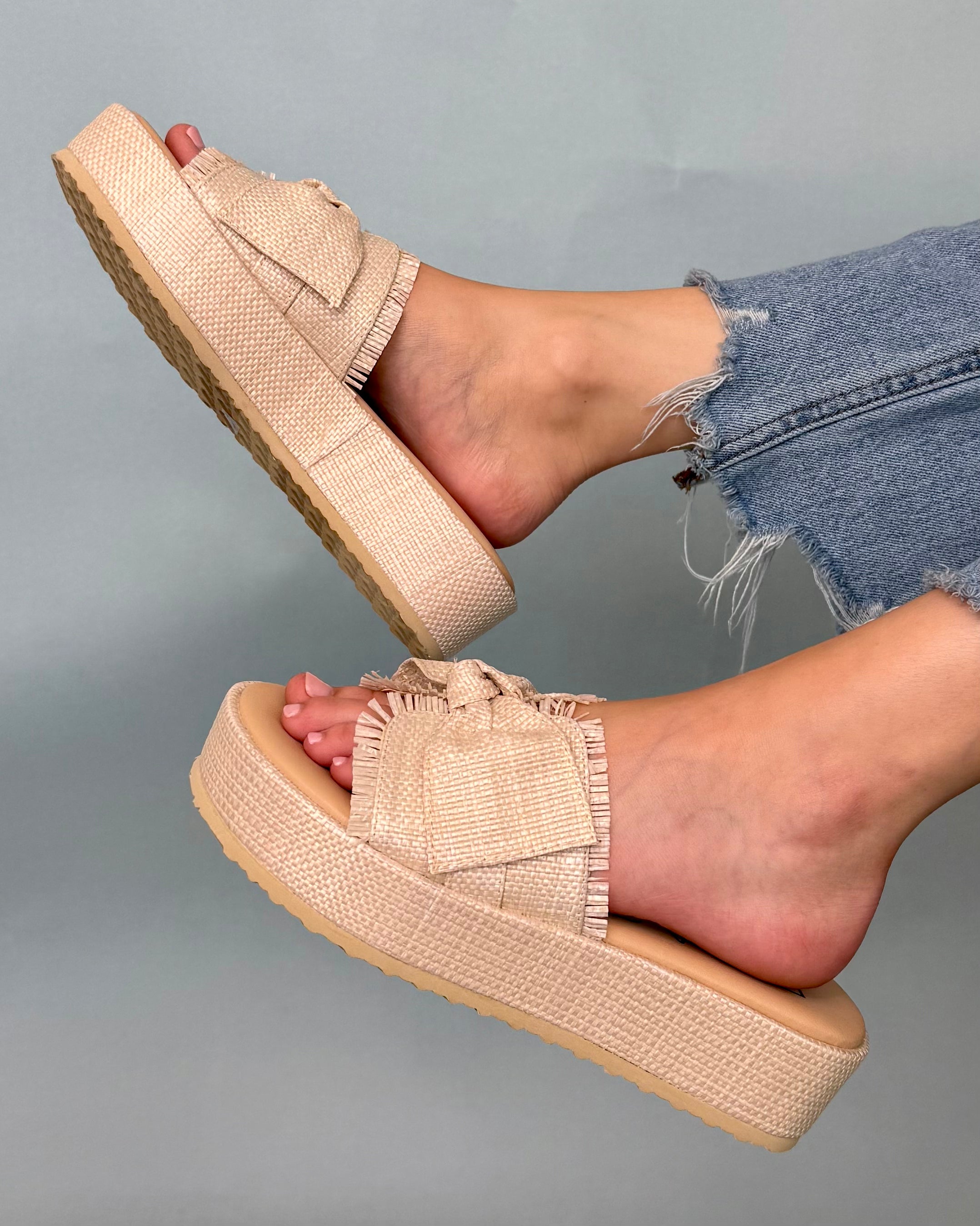 Isla Natural Raffia Knot Platform Sandal-Shop-Womens-Boutique-Clothing