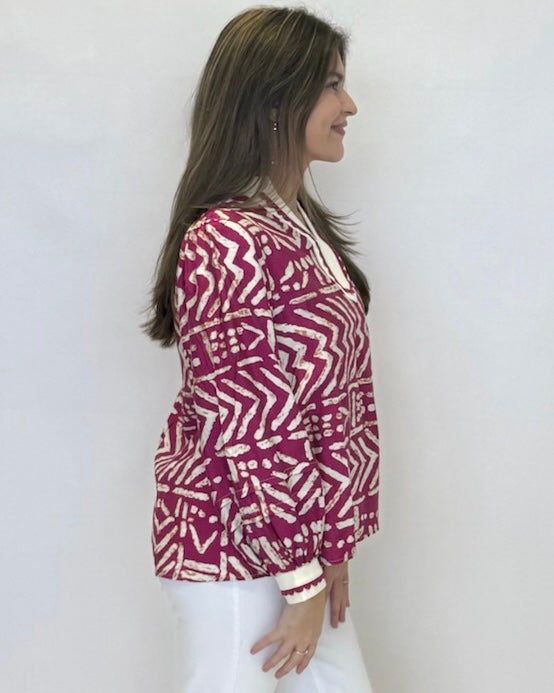 Darling Daze Magenta Tribal Print Top-Shop-Womens-Boutique-Clothing