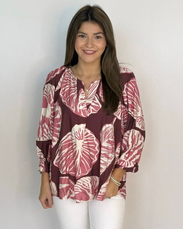 Outdoor Adventure Plum/Mauve Floral Print Top-Shop-Womens-Boutique-Clothing