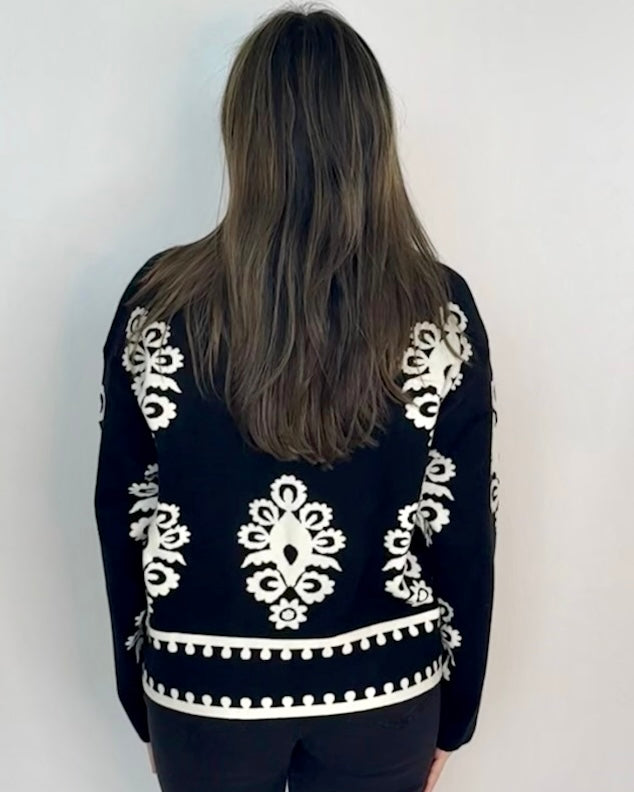 Easy Days Black Print Sweater-Shop-Womens-Boutique-Clothing