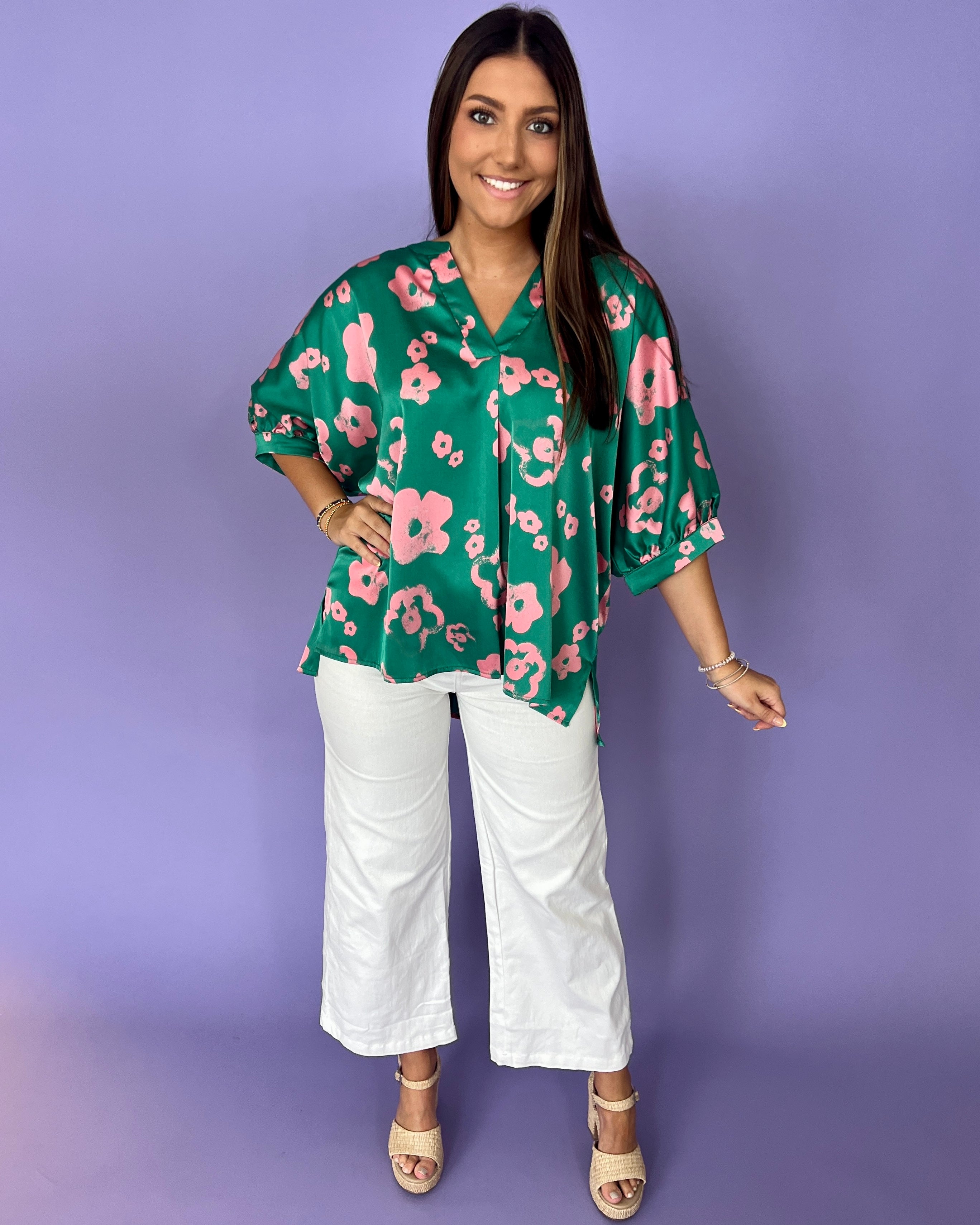 Simply Her Jade Floral Satin Top-Shop-Womens-Boutique-Clothing