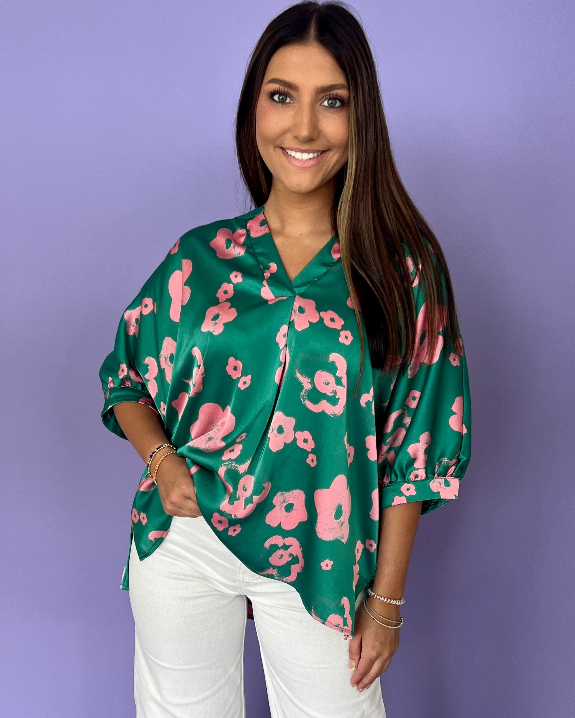 Simply Her Jade Floral Satin Top-Shop-Womens-Boutique-Clothing