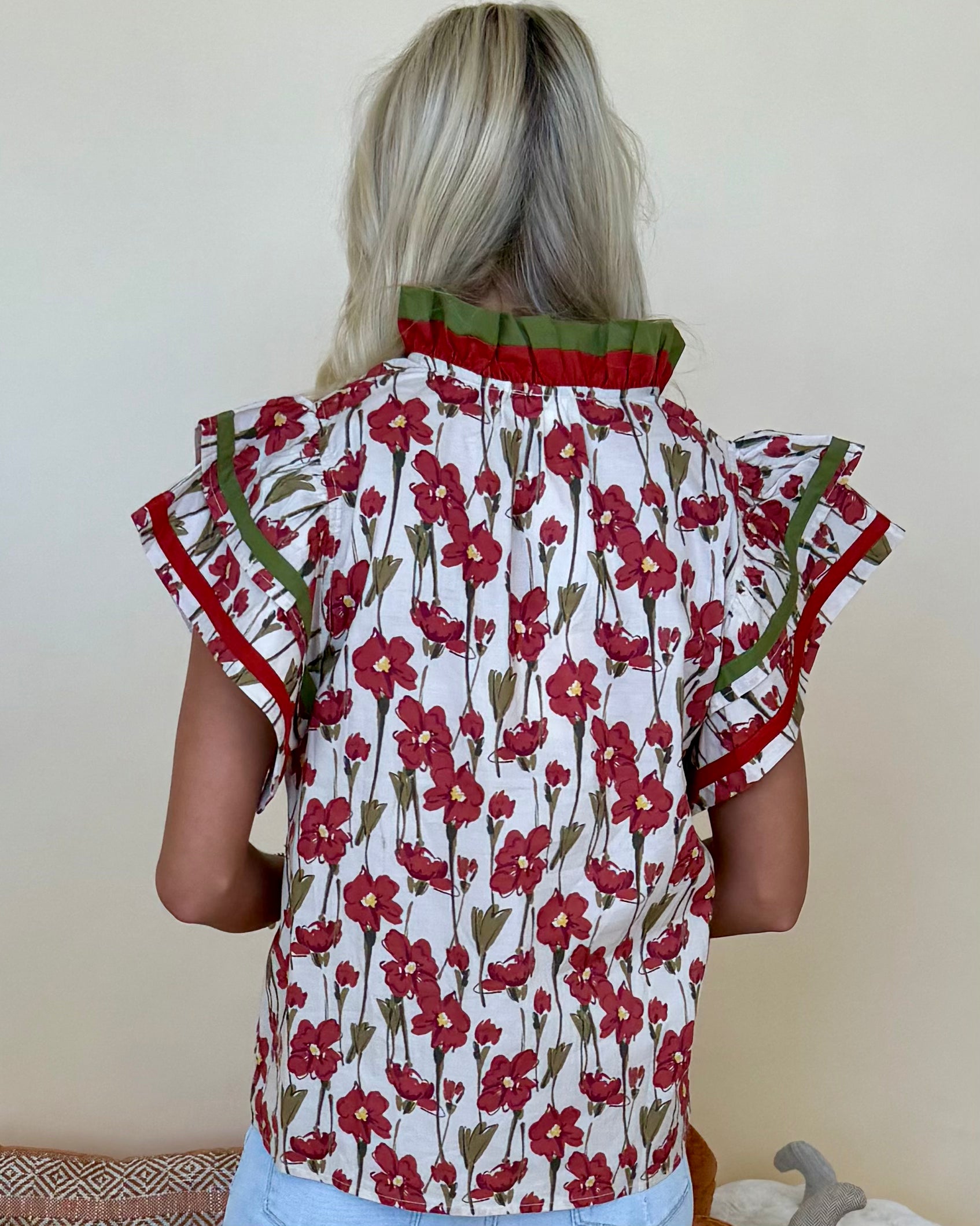 Charmed Moments Rust Floral Flutter Top-Shop-Womens-Boutique-Clothing