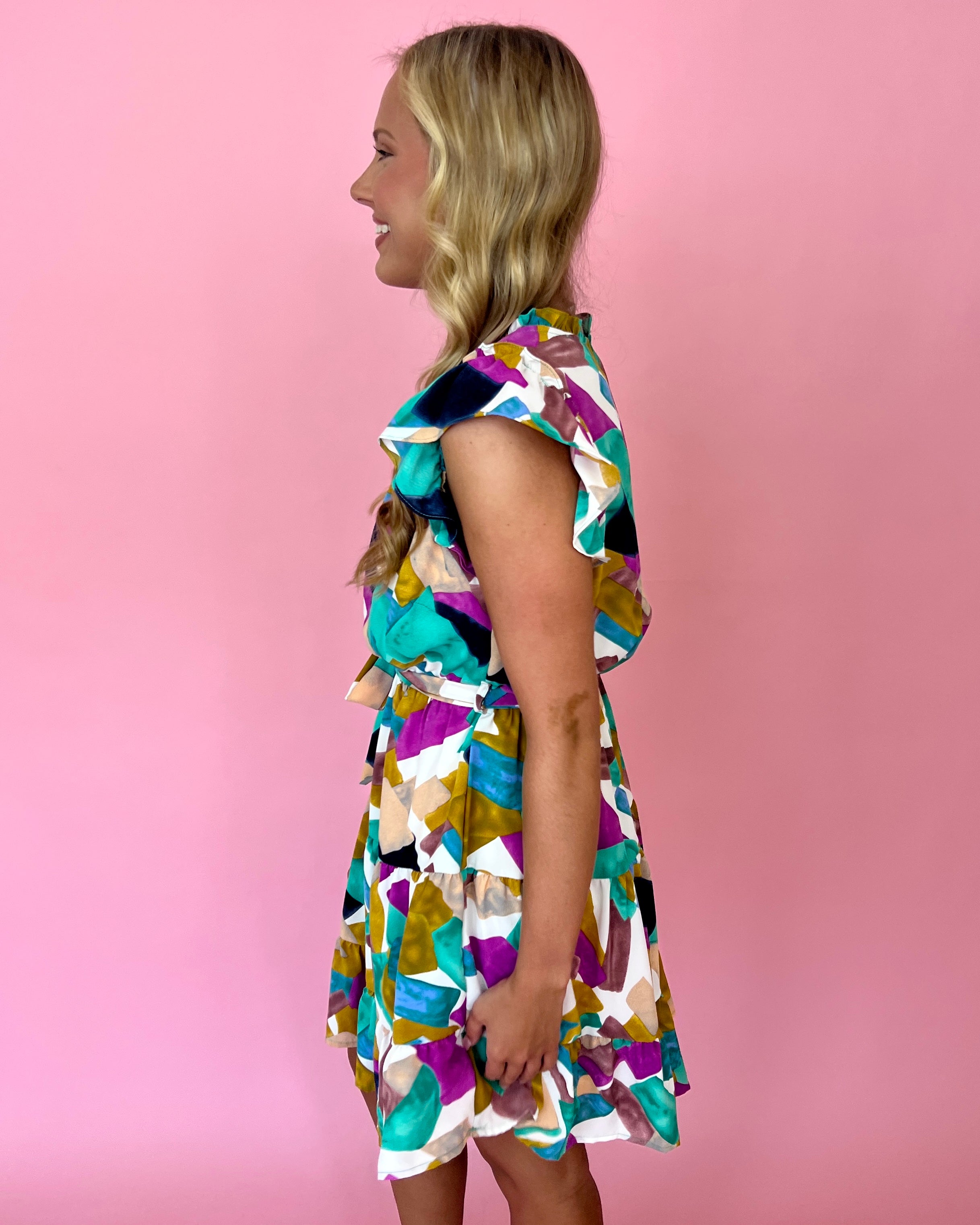 No Wonder Jade Purple Abstract Print Tiered Dress-Shop-Womens-Boutique-Clothing