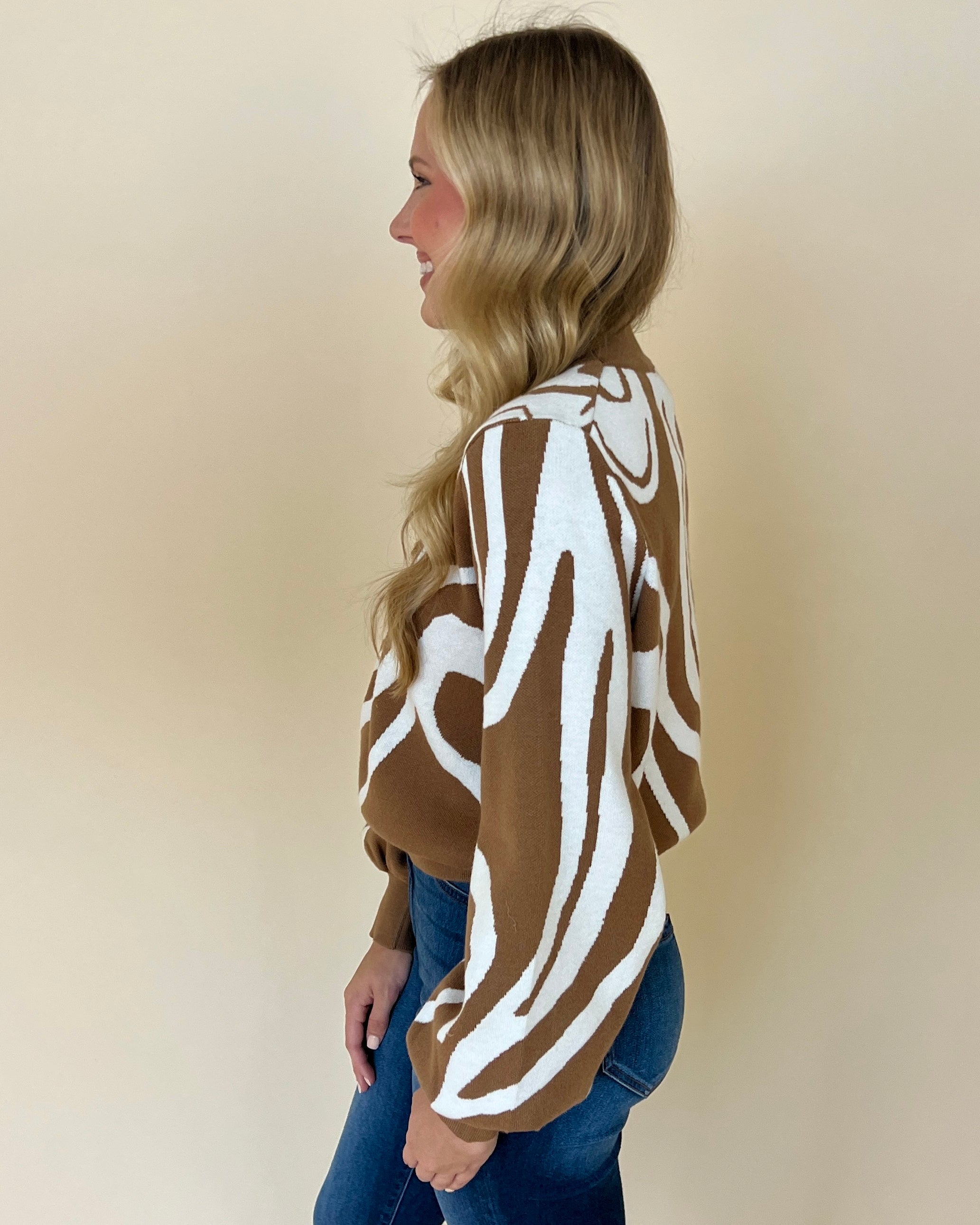Modern Muse Camel Swirl Sweater-Shop-Womens-Boutique-Clothing