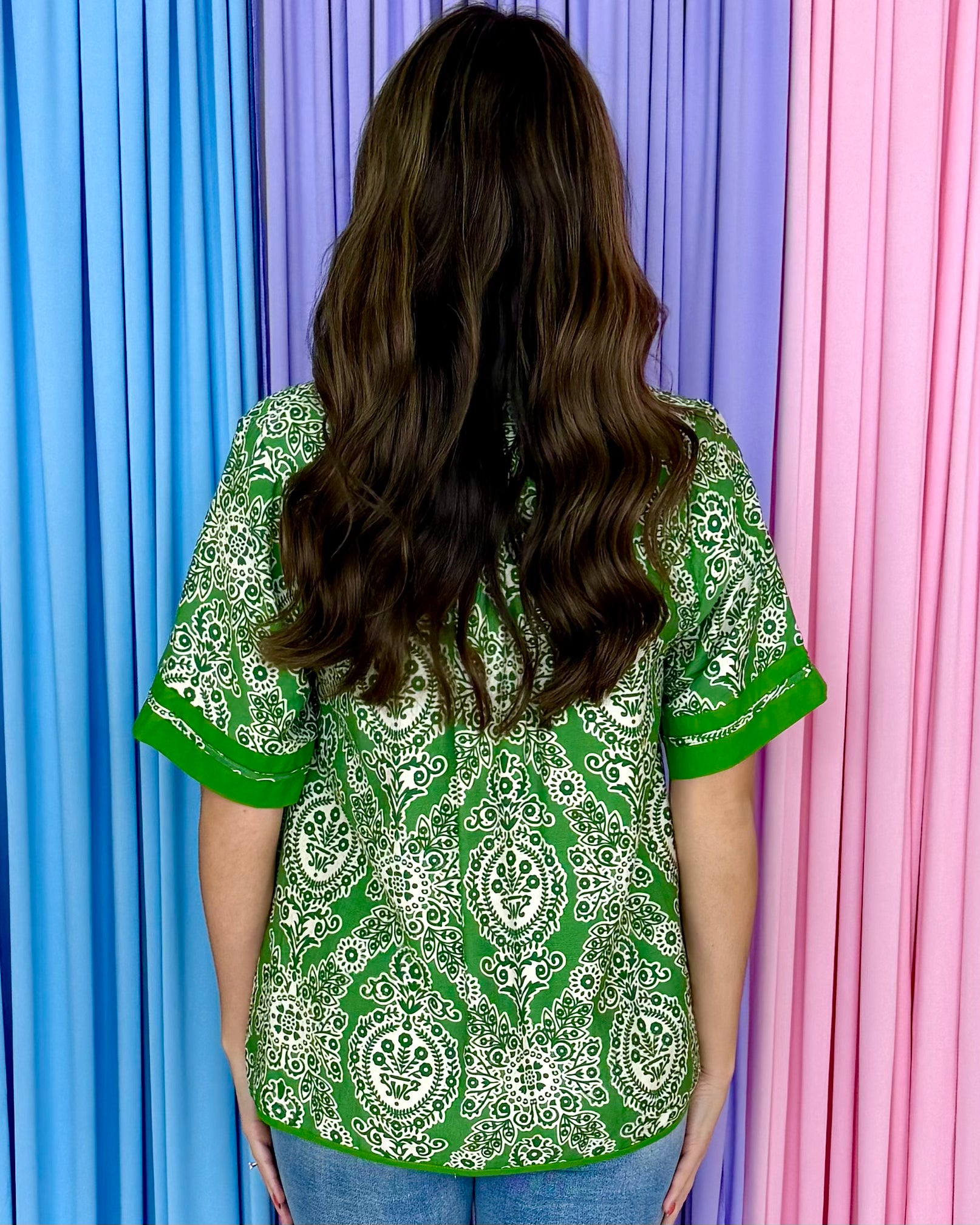 Always A Yes Green Abstract Print Top-Shop-Womens-Boutique-Clothing