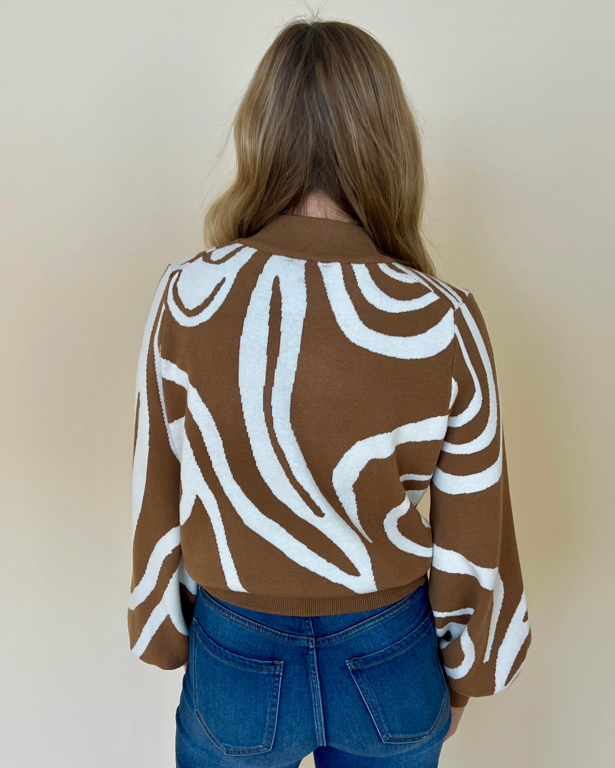 Modern Muse Camel Swirl Sweater-Shop-Womens-Boutique-Clothing