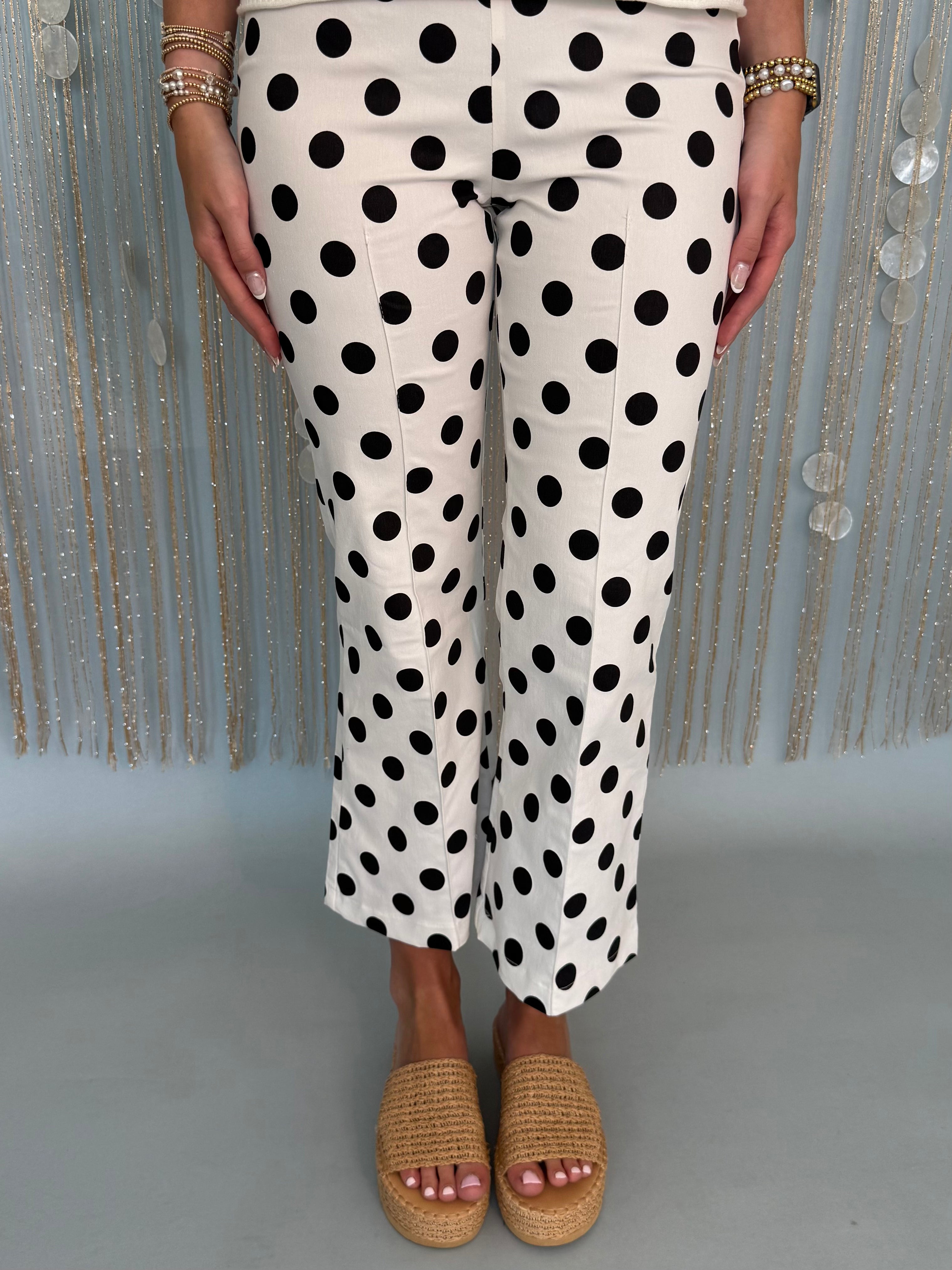 Darling Muse White/Black Polka Dot Pants-Shop-Womens-Boutique-Clothing