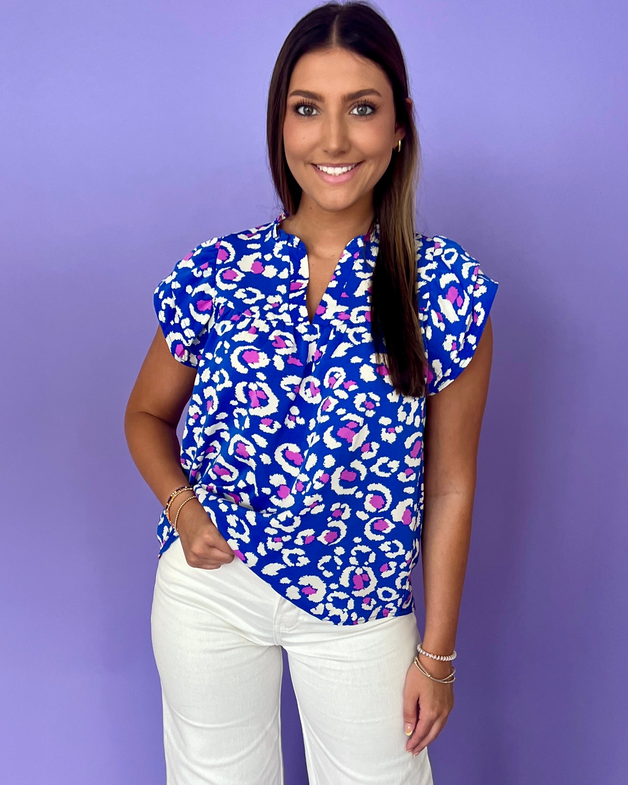 I Know Cobalt Blue Butterfly Sleeve Top-Shop-Womens-Boutique-Clothing