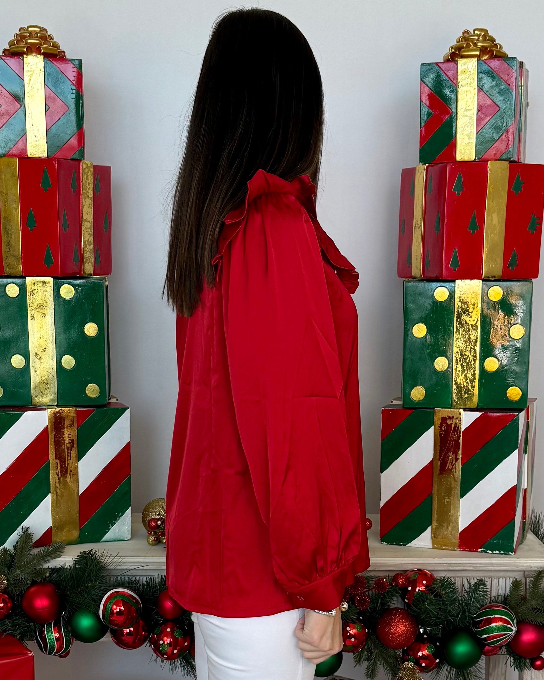 Love Finds You Red Ruffle Neck Top-Shop-Womens-Boutique-Clothing