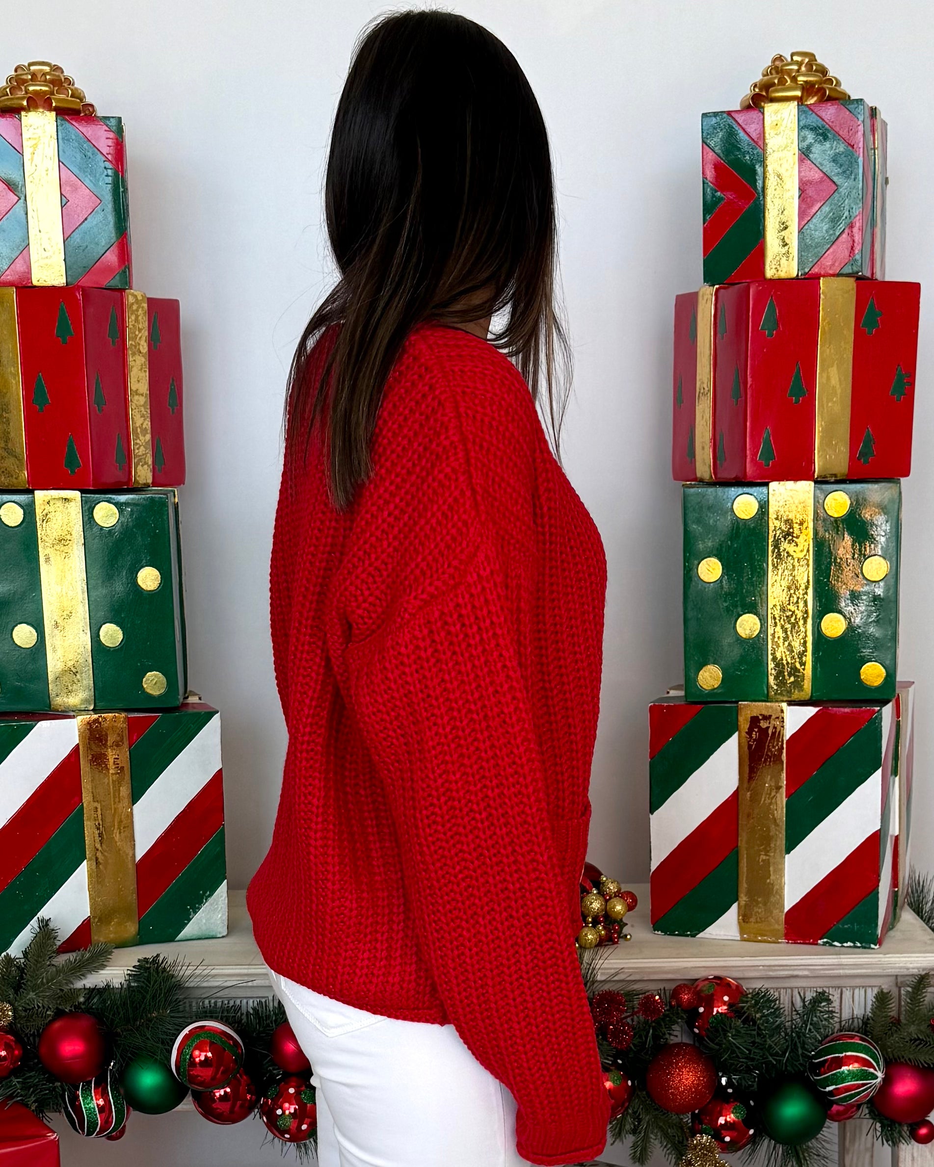 Everything In Place Red Button Cardigan-Shop-Womens-Boutique-Clothing