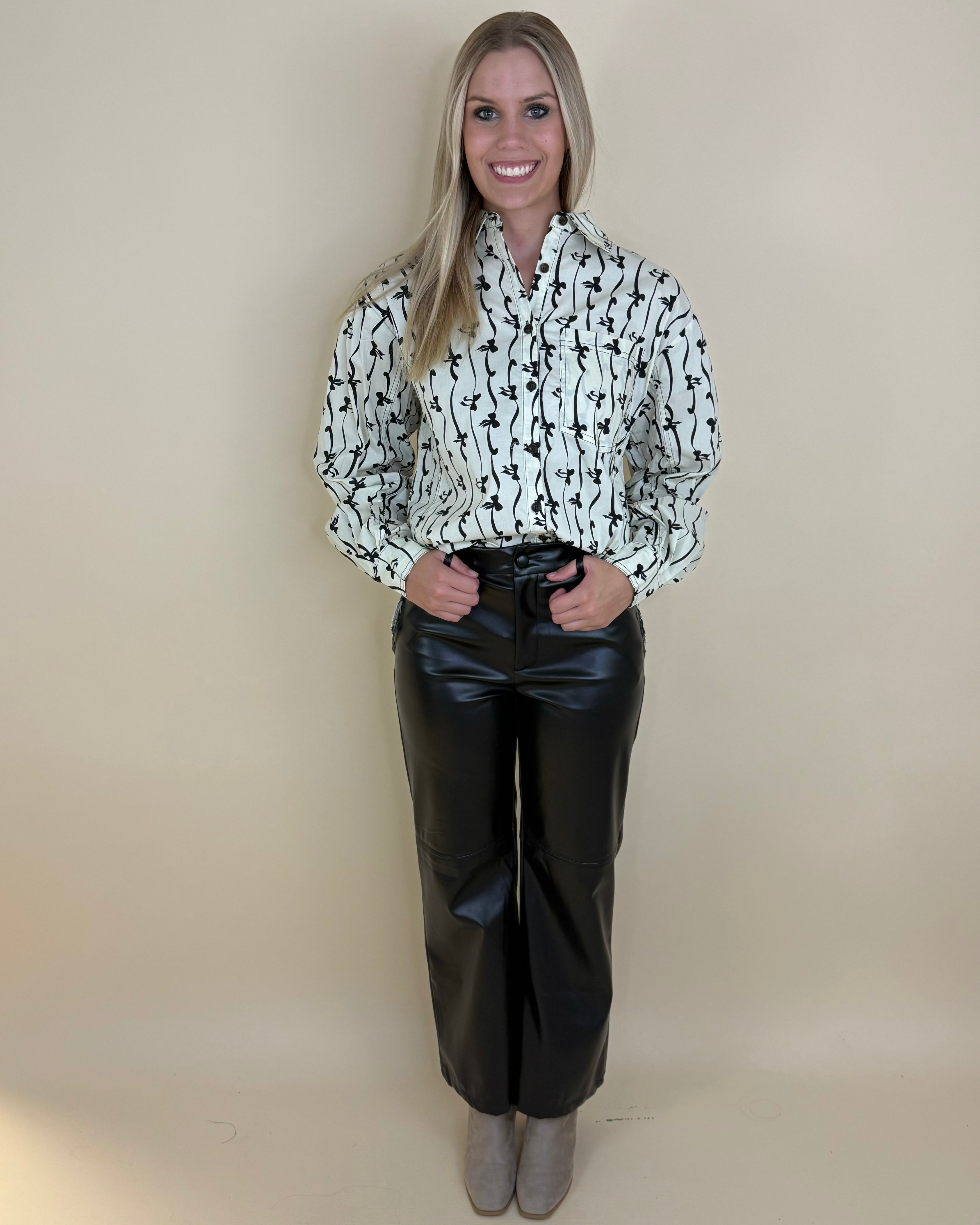 More Love Ivory/Black Ribbon Print Top-Shop-Womens-Boutique-Clothing