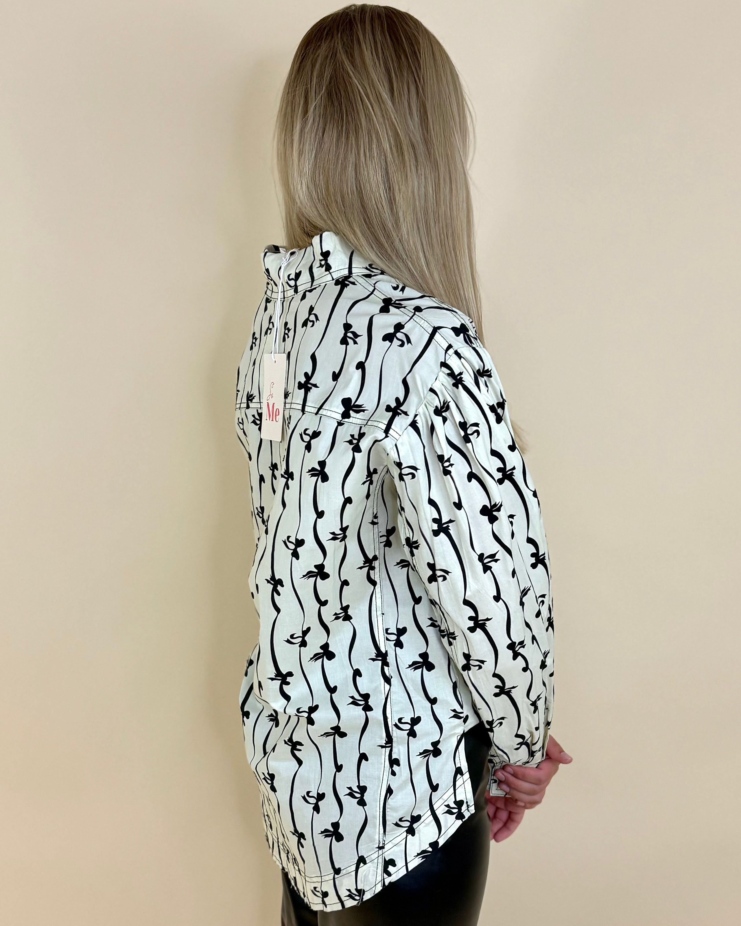 More Love Ivory/Black Ribbon Print Top-Shop-Womens-Boutique-Clothing