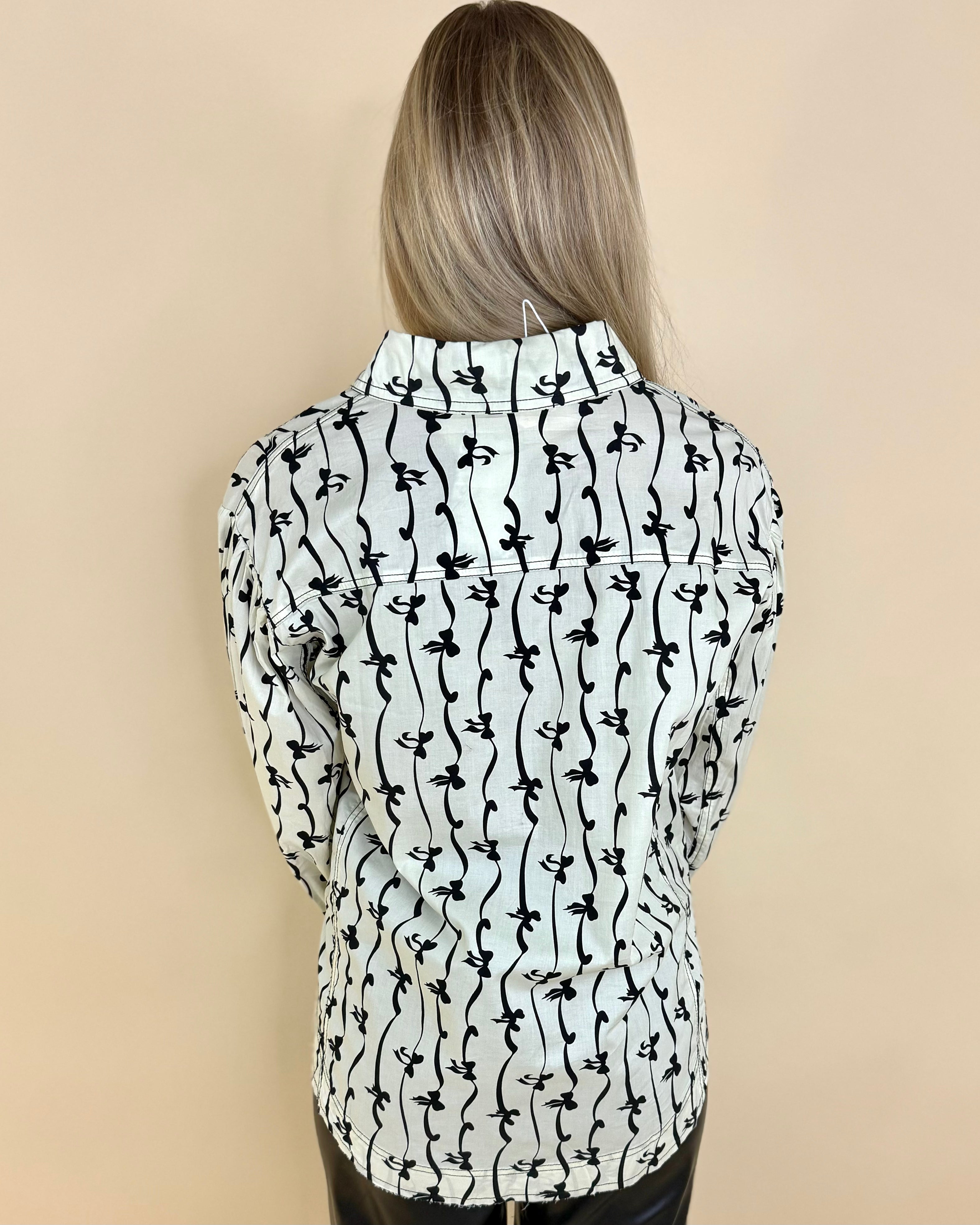 More Love Ivory/Black Ribbon Print Top-Shop-Womens-Boutique-Clothing