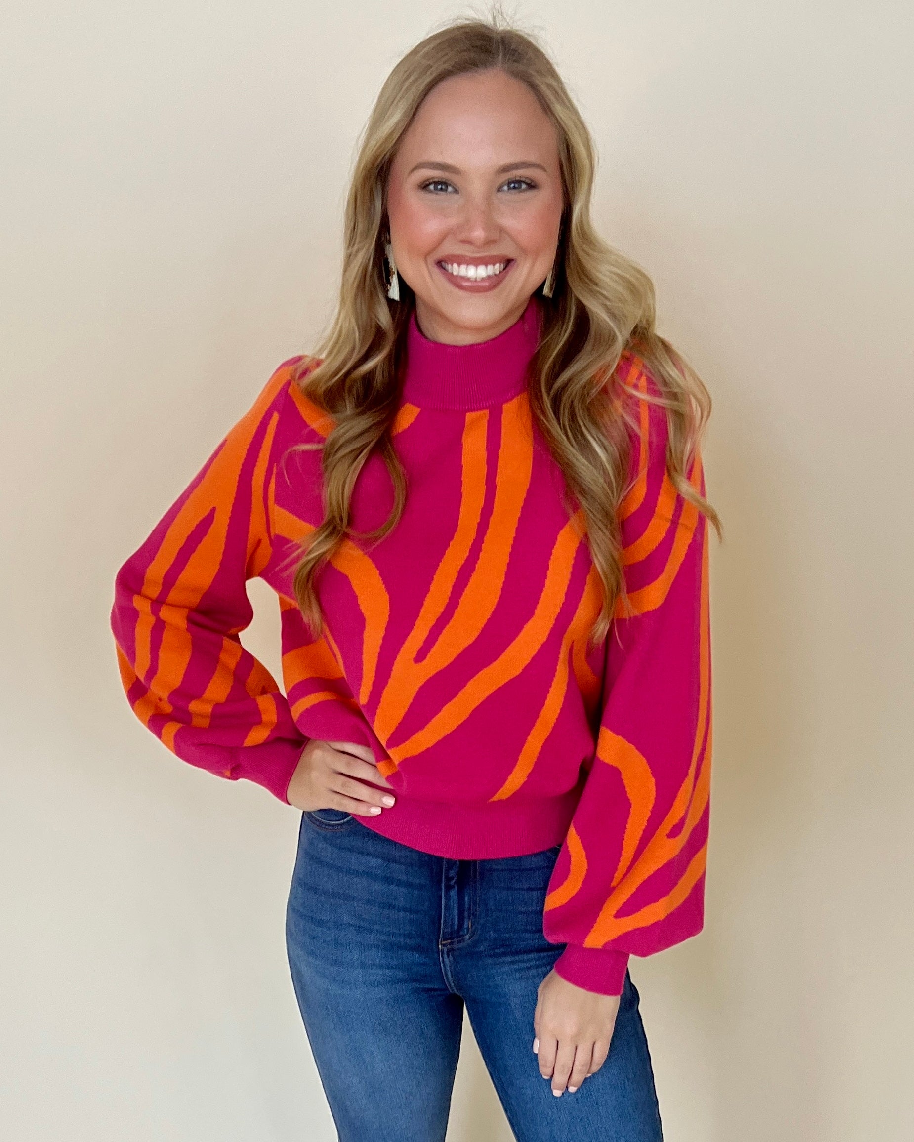 Twisted Romance Hot Pink Swirl Sweater-Shop-Womens-Boutique-Clothing
