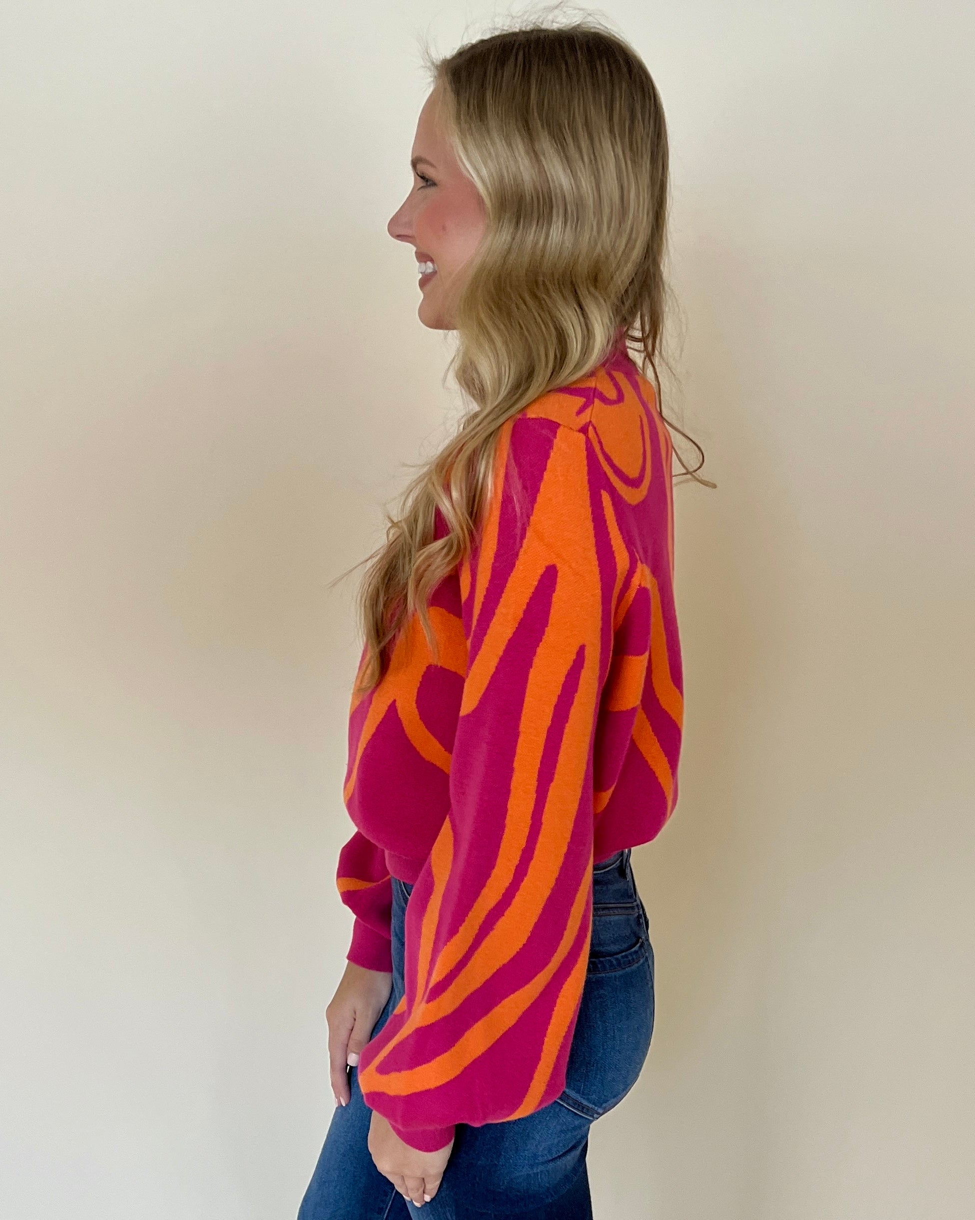 Twisted Romance Hot Pink Swirl Sweater-Shop-Womens-Boutique-Clothing